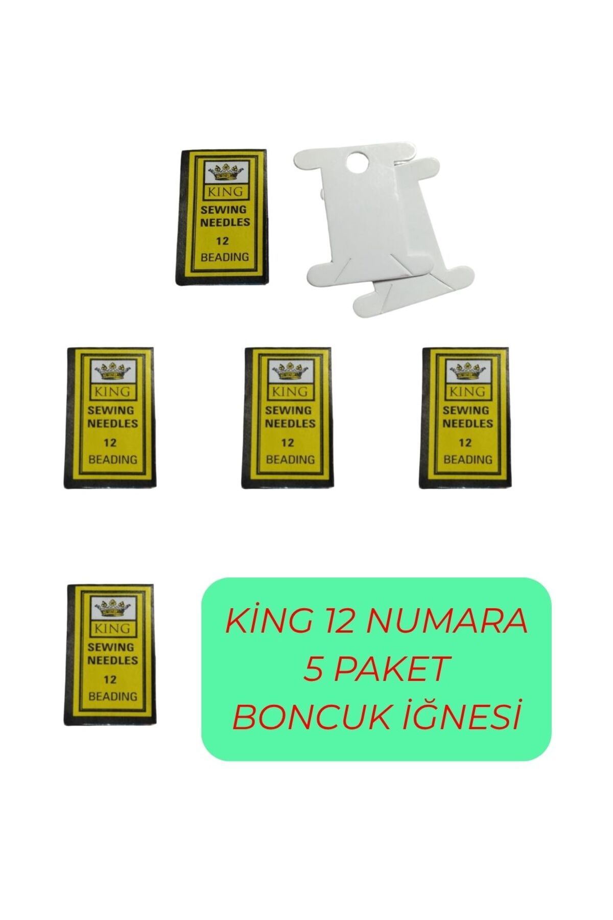 Eskişehir hobi sanat King 12 Numara 5 Paket Kum Boncuk Miyuki iğnesi Esnek Yumuşak Ve 2 Adet iplik Sarma Kartı