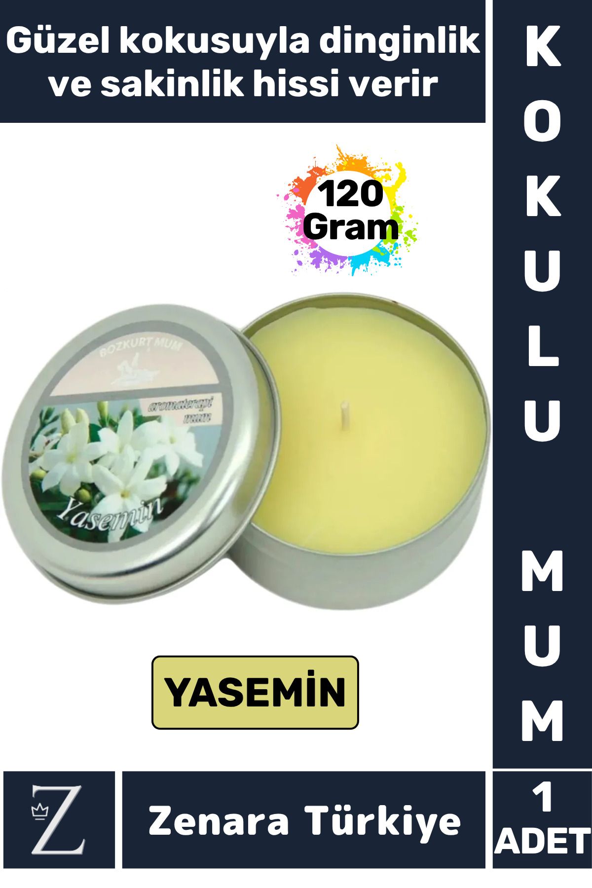 Zenara Özel Metal Kutu Arınma Huzur Meditasyon Yoga Esans Sakinlik Veren Dekoratif Oda Kokusu Mum 120 Gram