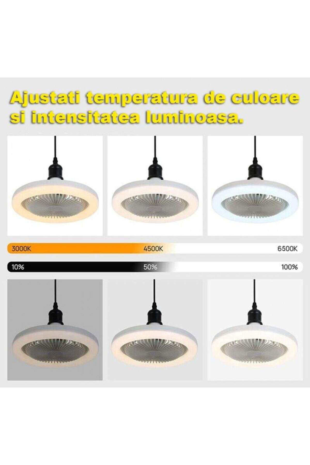 SIKS-Led Ceiling Lamp, With Fan And Remote Control, Direct Socket Connection, 30w, White 5