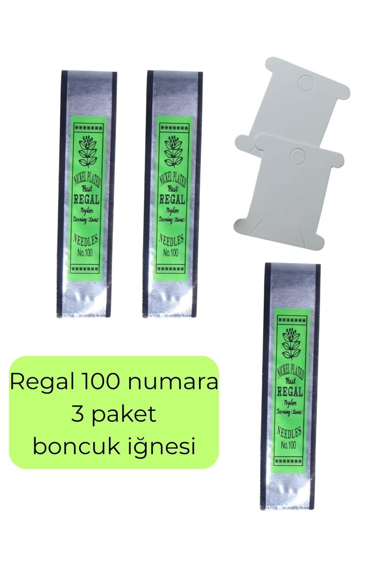 Eskişehir hobi sanat 3 Paket Regal 100 Numara 10cm Kum Boncuk Miyuki Iğnesi Esnek Yumuşak Ve 2 Adet Iplik Sarma Kartı