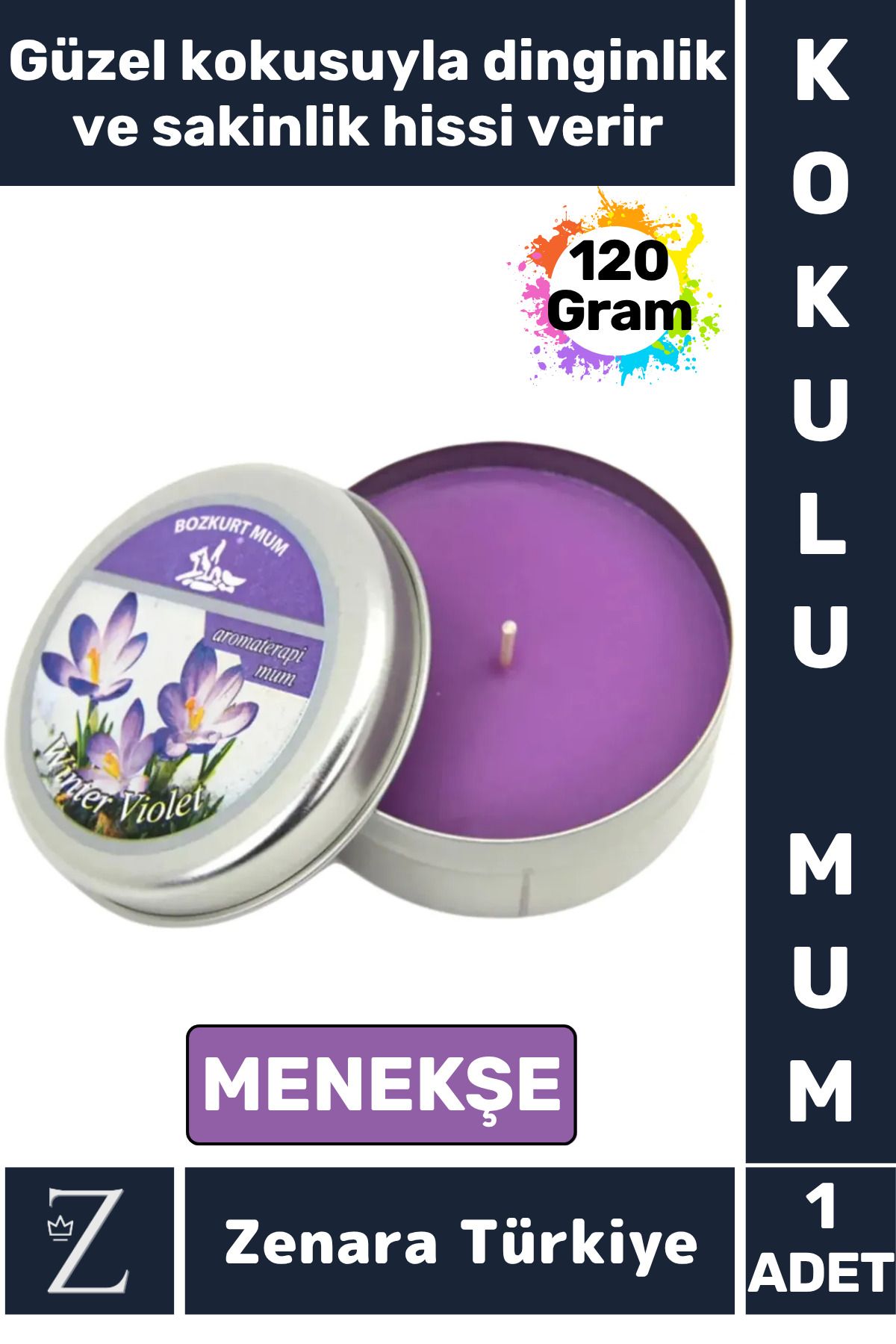 Zenara Özel Metal Kutu Arınma Huzur Meditasyon Yoga Esans Sakinlik Veren Dekoratif Oda Kokusu Mum 120 Gram
