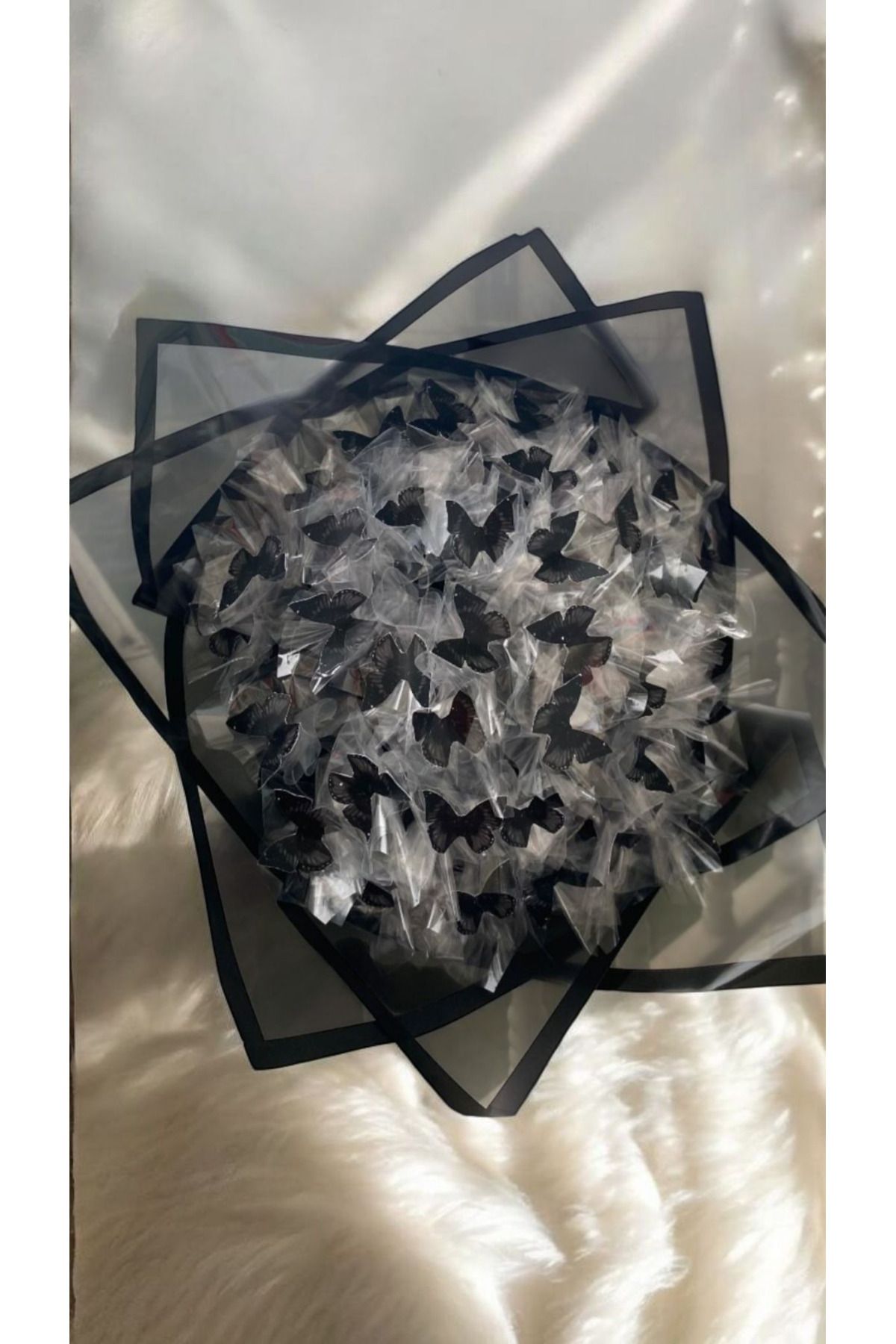ellobutik LED Işıklı Kelebek Buketi Siyah
