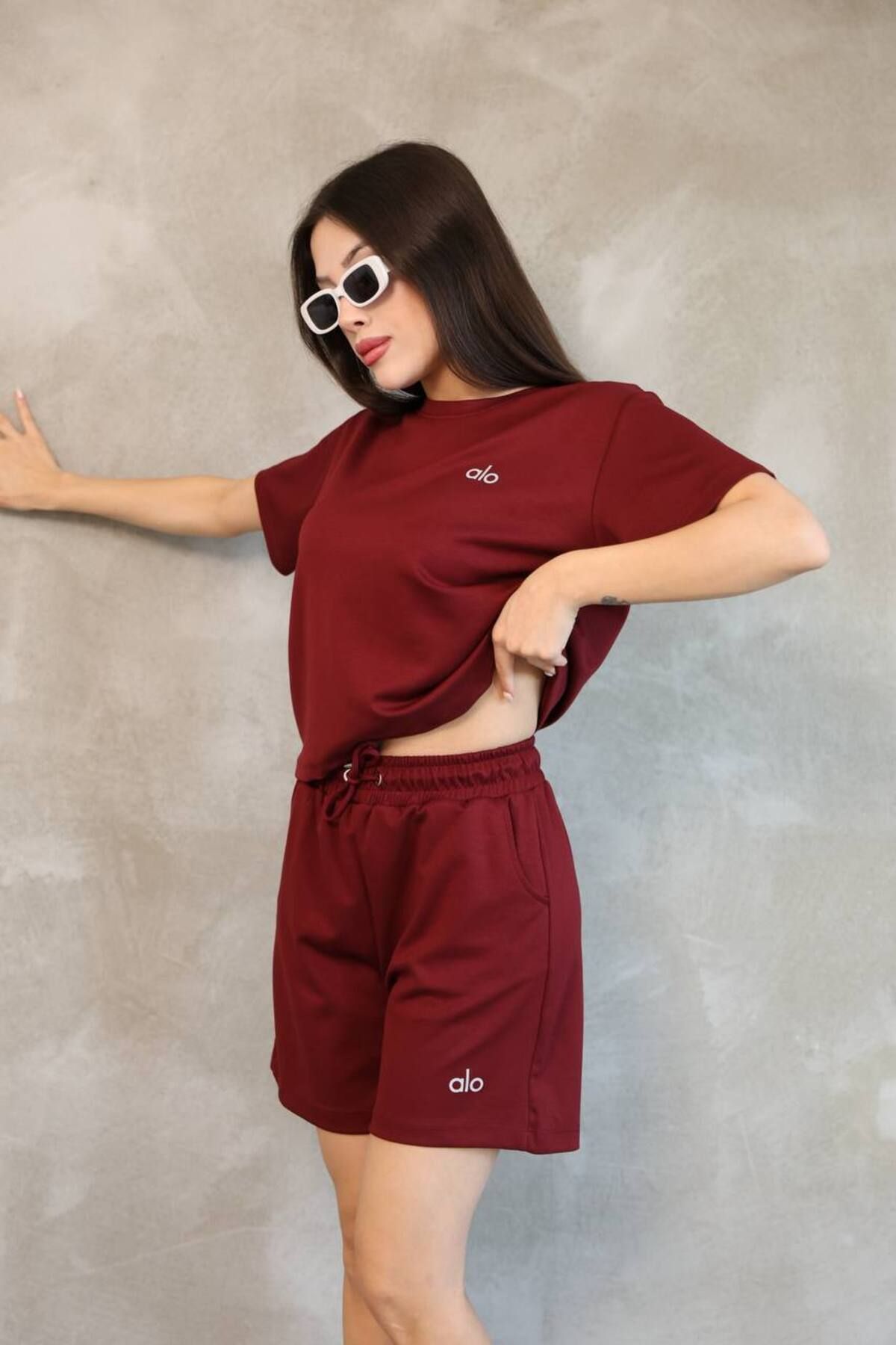 femoragym Femora Şort T-shirt Modal Kumaş Bordo Takım