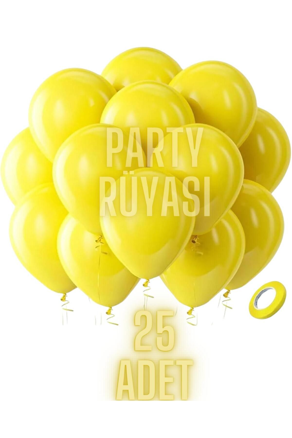 partyrüyası 25 Adet Sarı Metalik Balon 12 Inç Metalik Ekstra Parlak Renk