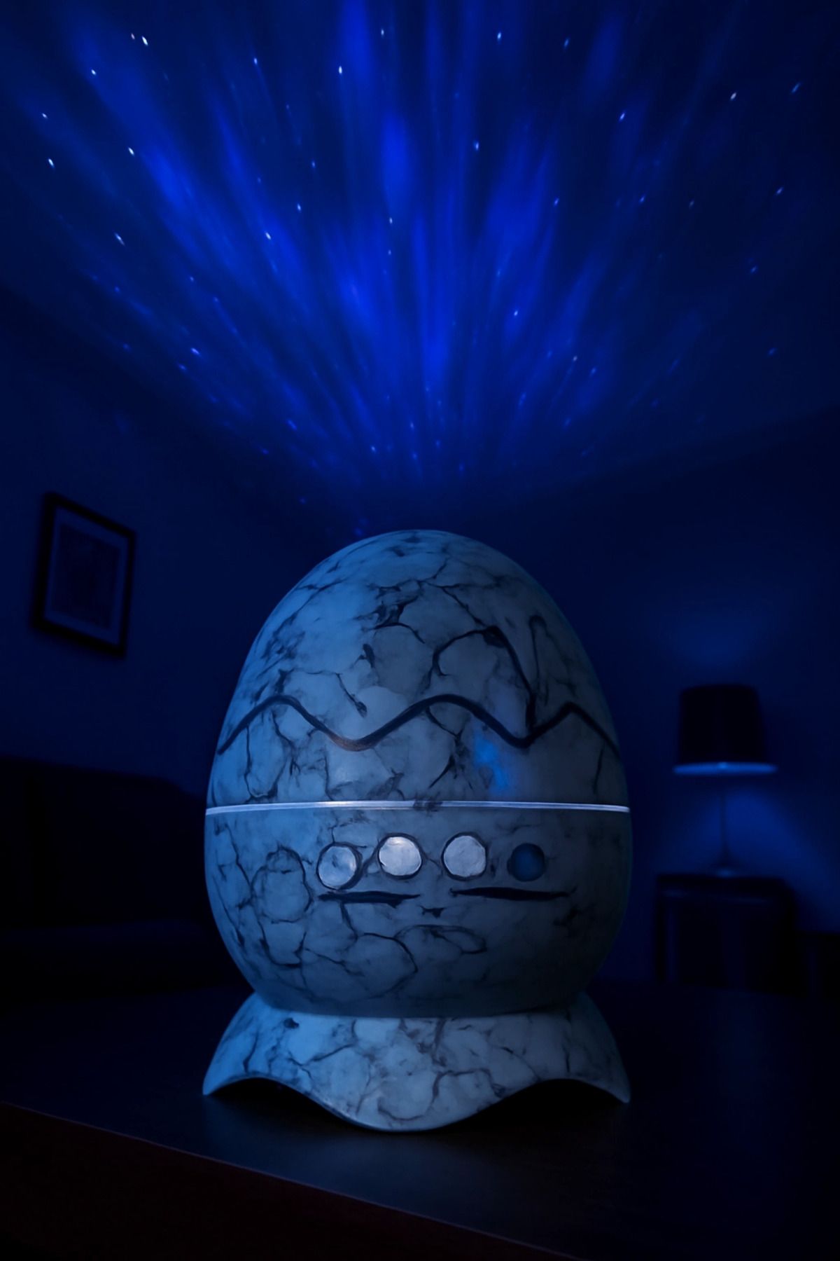 DENİZBİLİŞİM Dinozor Yumurtası Gece Masa Lambası Bluetooth Hoparlör Fm Radyo Led Lamba Galaxy Projektör Led Işık