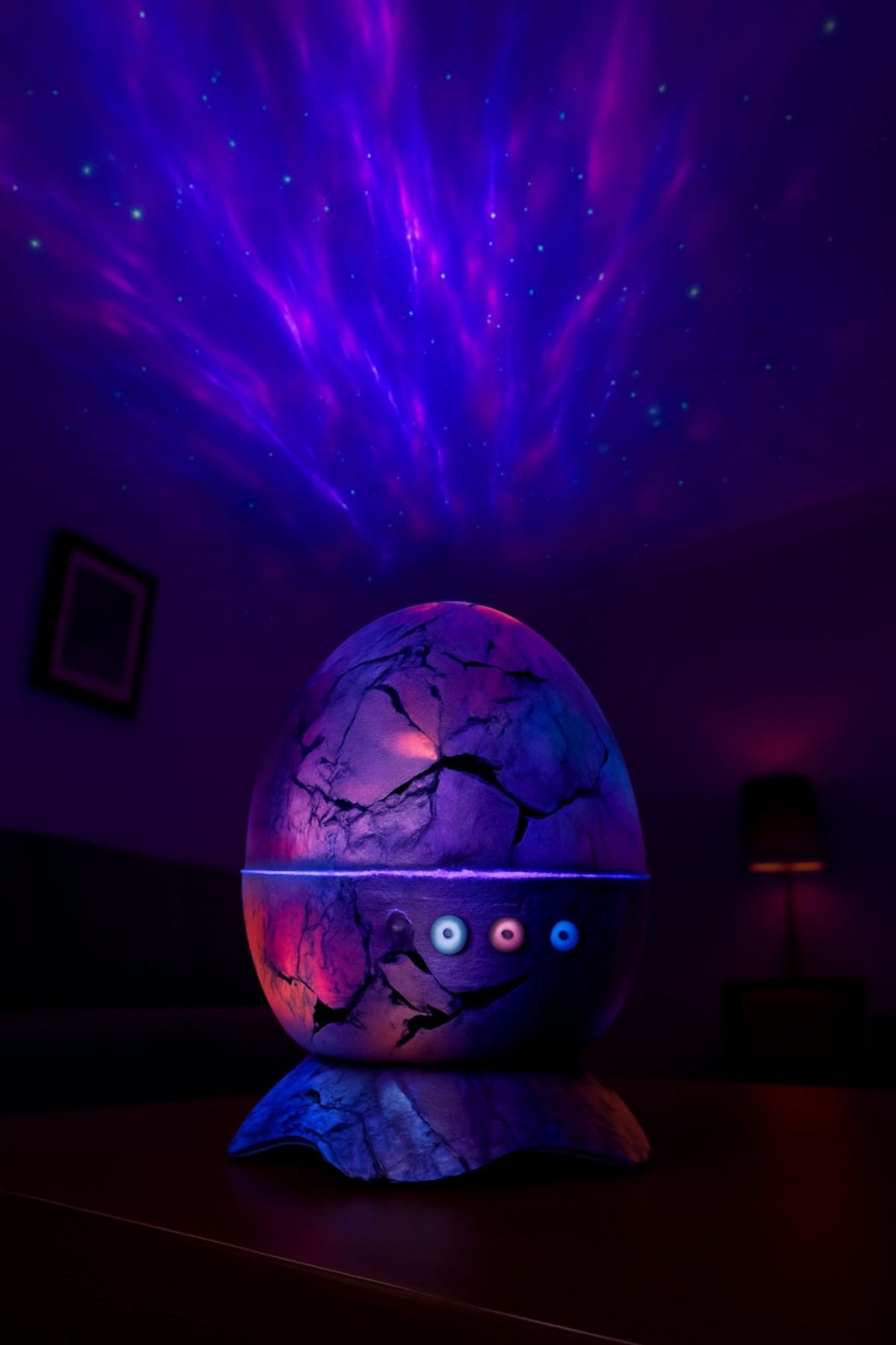 DENİZBİLİŞİM Dinozor Yumurtası Gece Masa Lambası Bluetooth Hoparlör Fm Radyo Led Lamba Galaxy Projektör Led Işık