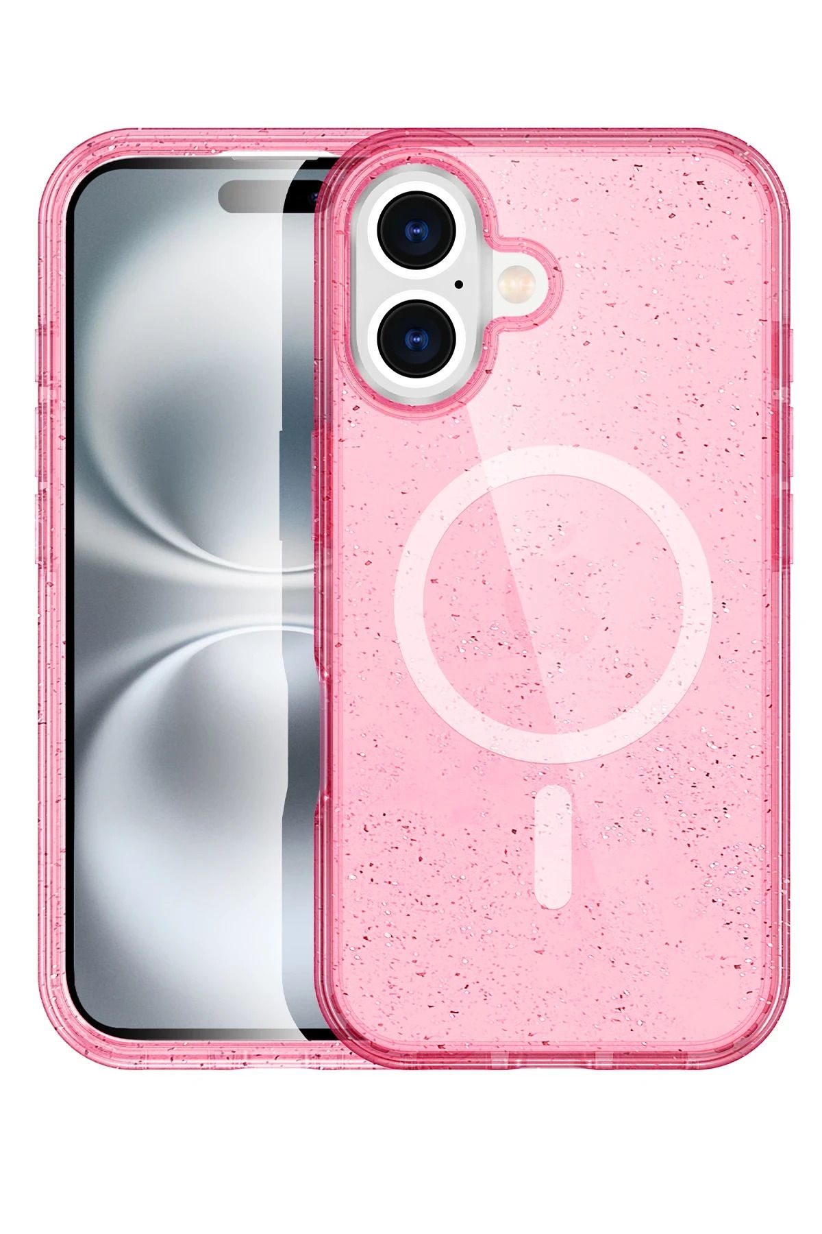 cepmoda iPhone 16 Telefon Kılıfı | Lüx, Renkli, Sim Detaylı, Magsafe Kapak g10wv2 | PEMBE
