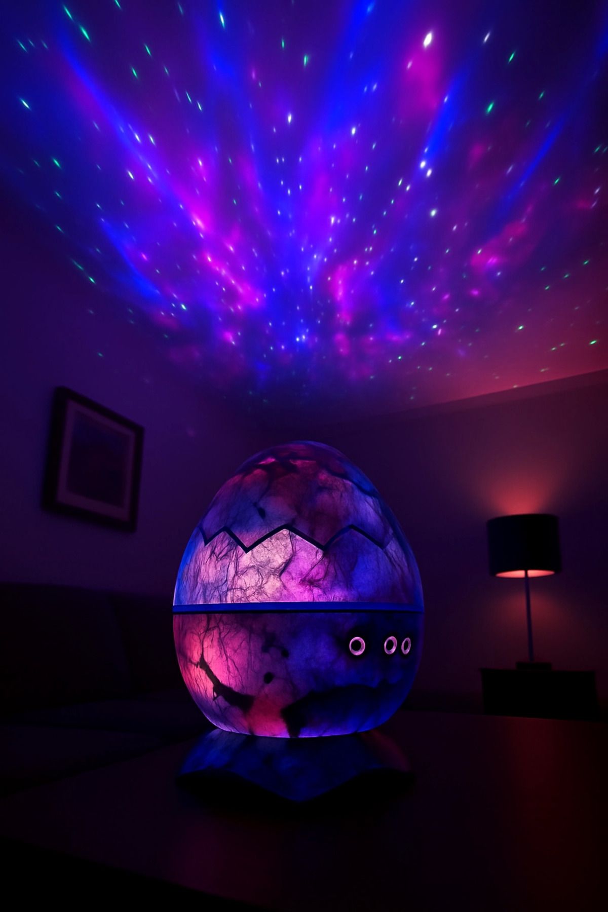 DENİZBİLİŞİM Dinozor Yumurtası Gece Masa Lambası Bluetooth Hoparlör Led Lamba Galaxy Projektör Led Işık