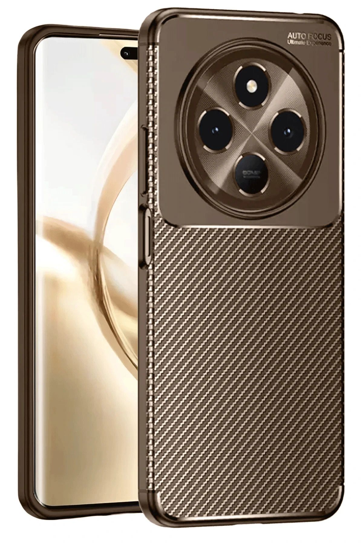 cepmoda Tecno Spark 30 Telefon Kılıfı | Karbon dizayn, Silikon Kapak | KAHVERENGİ