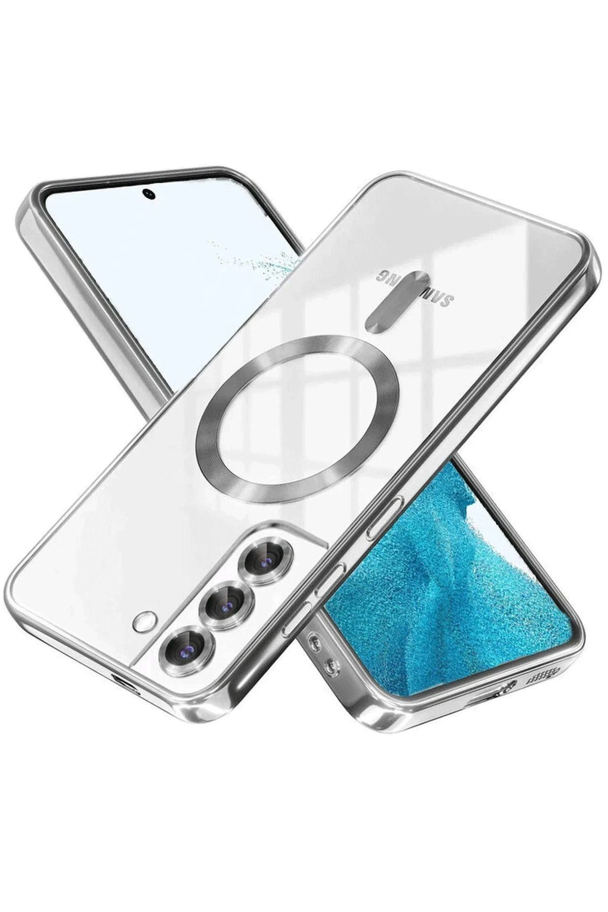 NewFace Samsung Galaxy S22 Kılıf Kross Magneticsafe Kapak - Titan Gri YNSMR