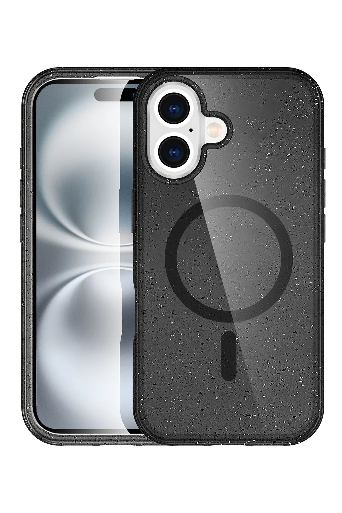 cepmoda iPhone 16 Telefon Kılıfı | Lüx, Renkli, Sim Detaylı, Magsafe Kapak g10wv2 | SİYAH