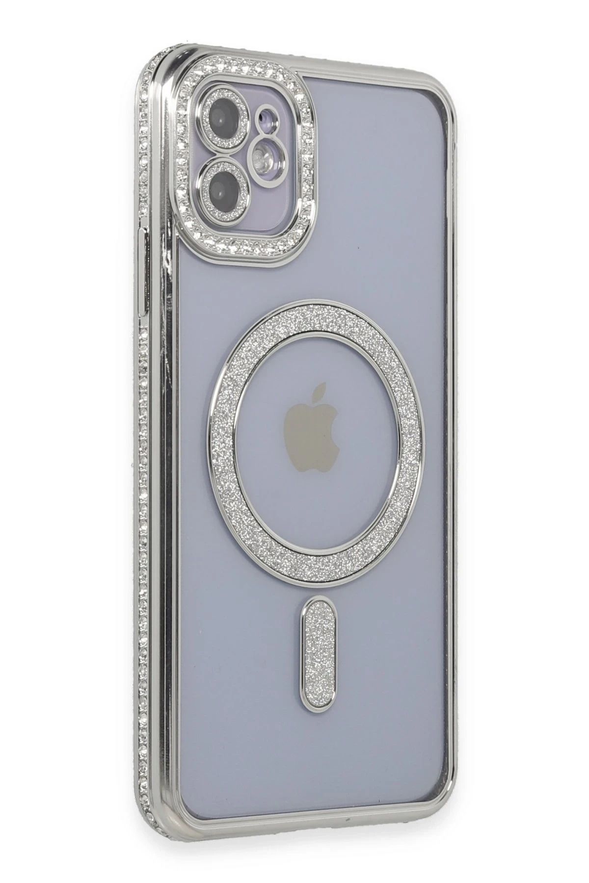 NewFace iPhone 11 Kılıf Joke Simli Magneticsafe Kılıf - Gümüş YNSMR