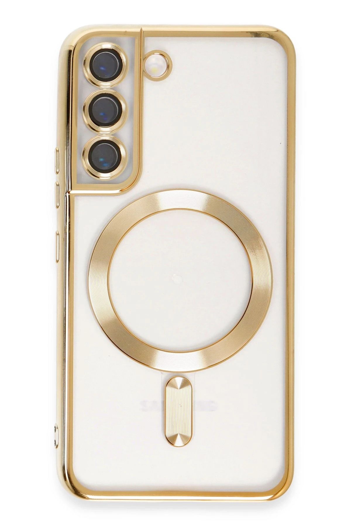NewFace Samsung Galaxy S22 Kılıf Kross Magneticsafe Kapak - Gold YNSMR