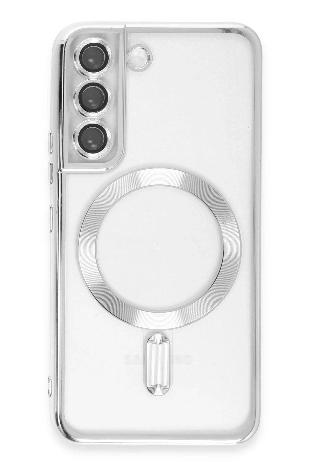 NewFace Samsung Galaxy S22 Kılıf Kross Magneticsafe Kapak - Gümüş YNSMR