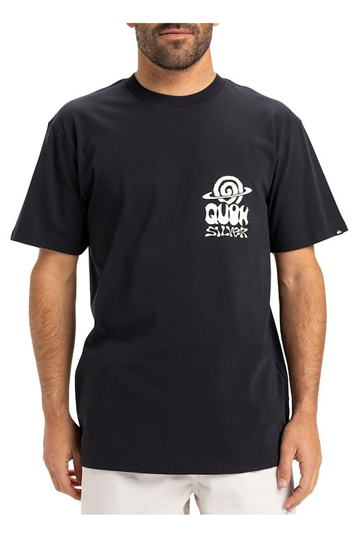 کوییک سیلور تی شرت مردانه طرح EV COSMIC Vibrations SS مشکی یقه گرد، سایز معمولی، طرح چاپی EQYZT08053