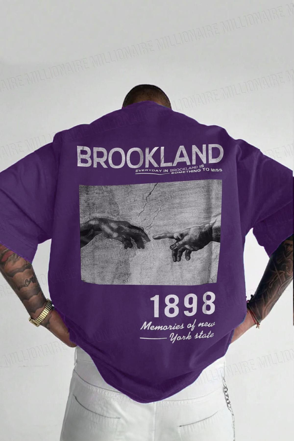 Tarzsokak Erkek 1898 Baskılı Mor Oversize Salas