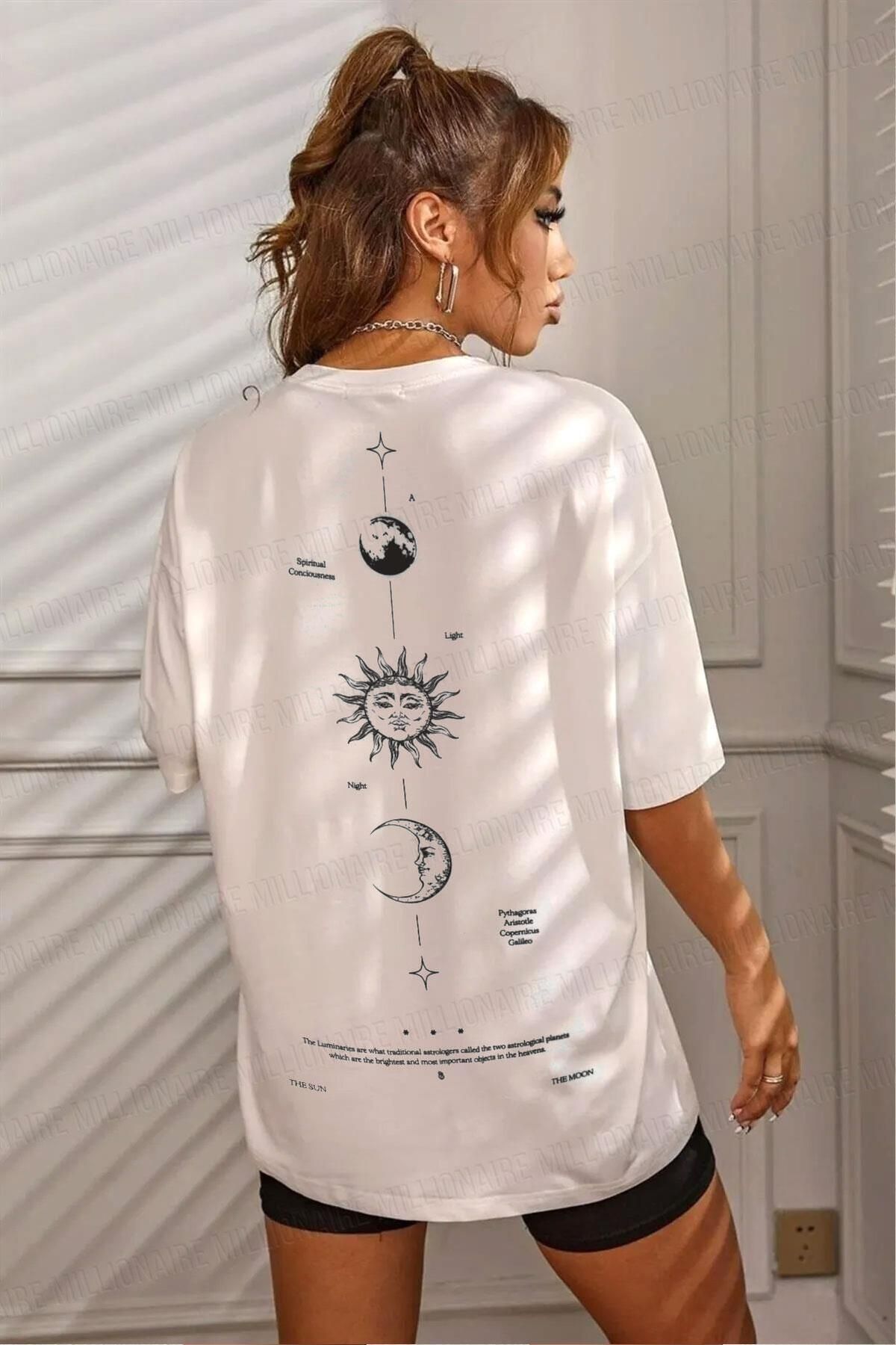 Tarzsokak Kadın The Moon Beyaz Bisiklet Yaka Oversize Salas