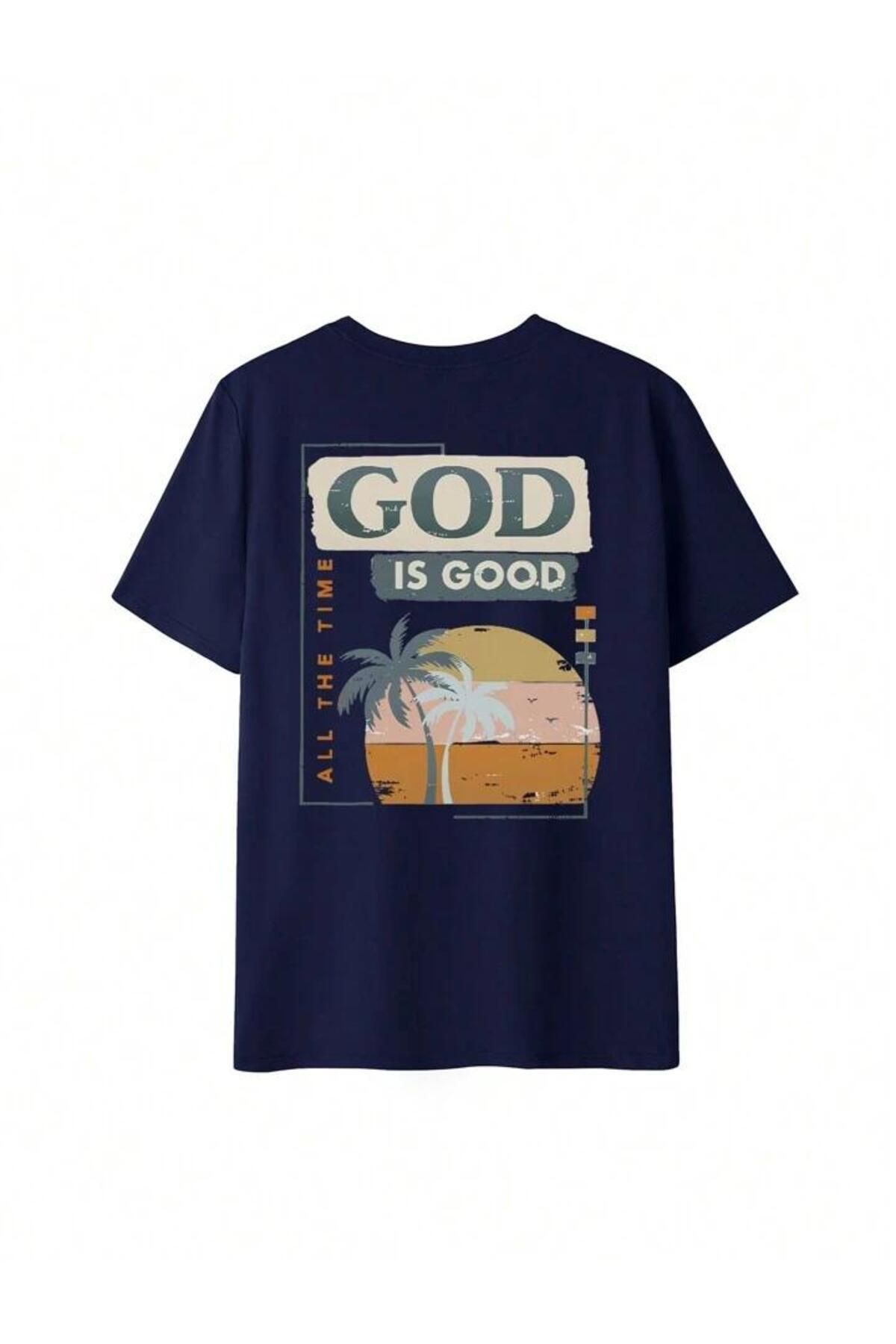 Tarzsokak lacivert god is good baskılı oversize
