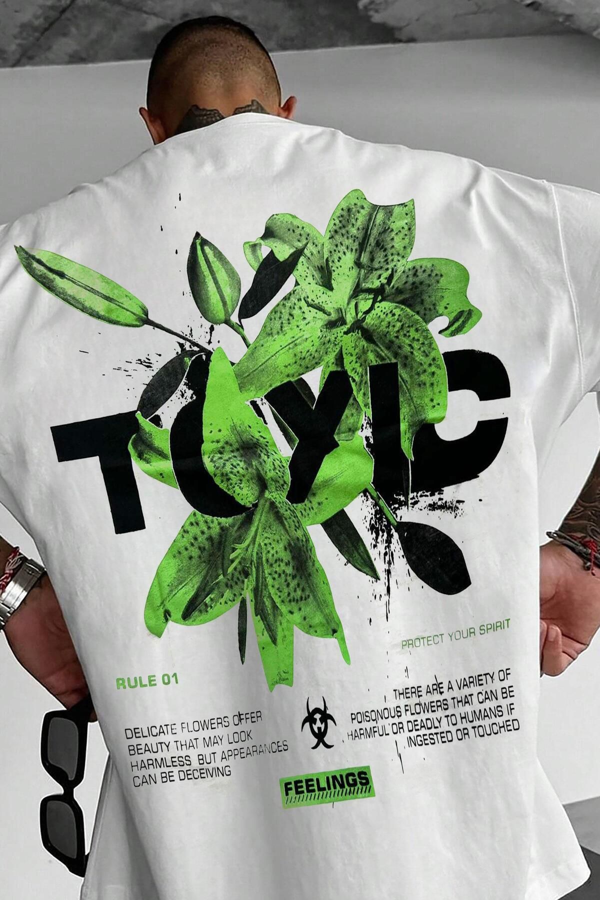 Tarzsokak Erkek Füme Toxic Oversize Fit Bol Geniş Kalıp Salaş Kesim