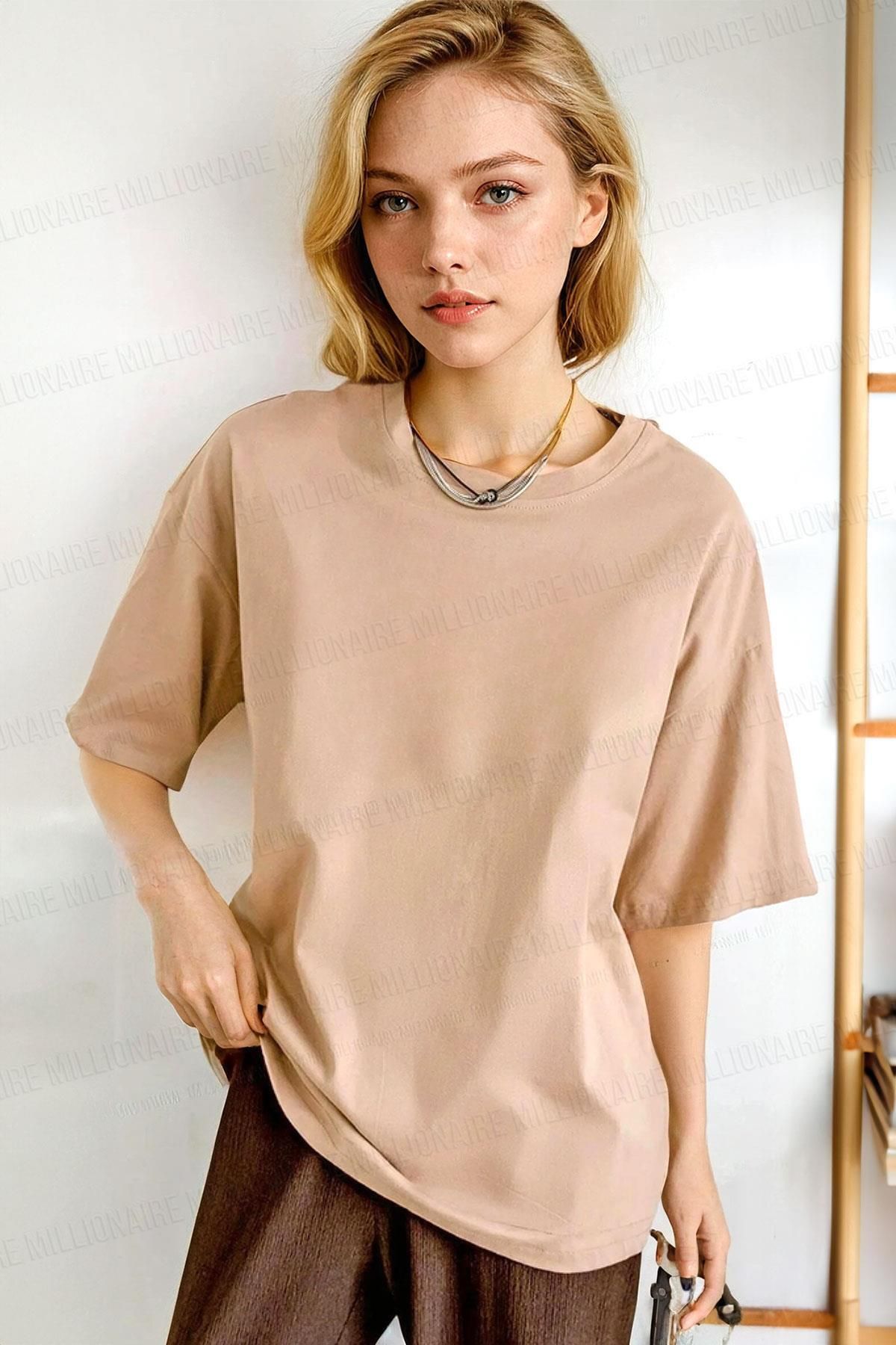 Tarzsokak Kadın Camel Basic Düz Baskısız Oversize Salas Boyfriend