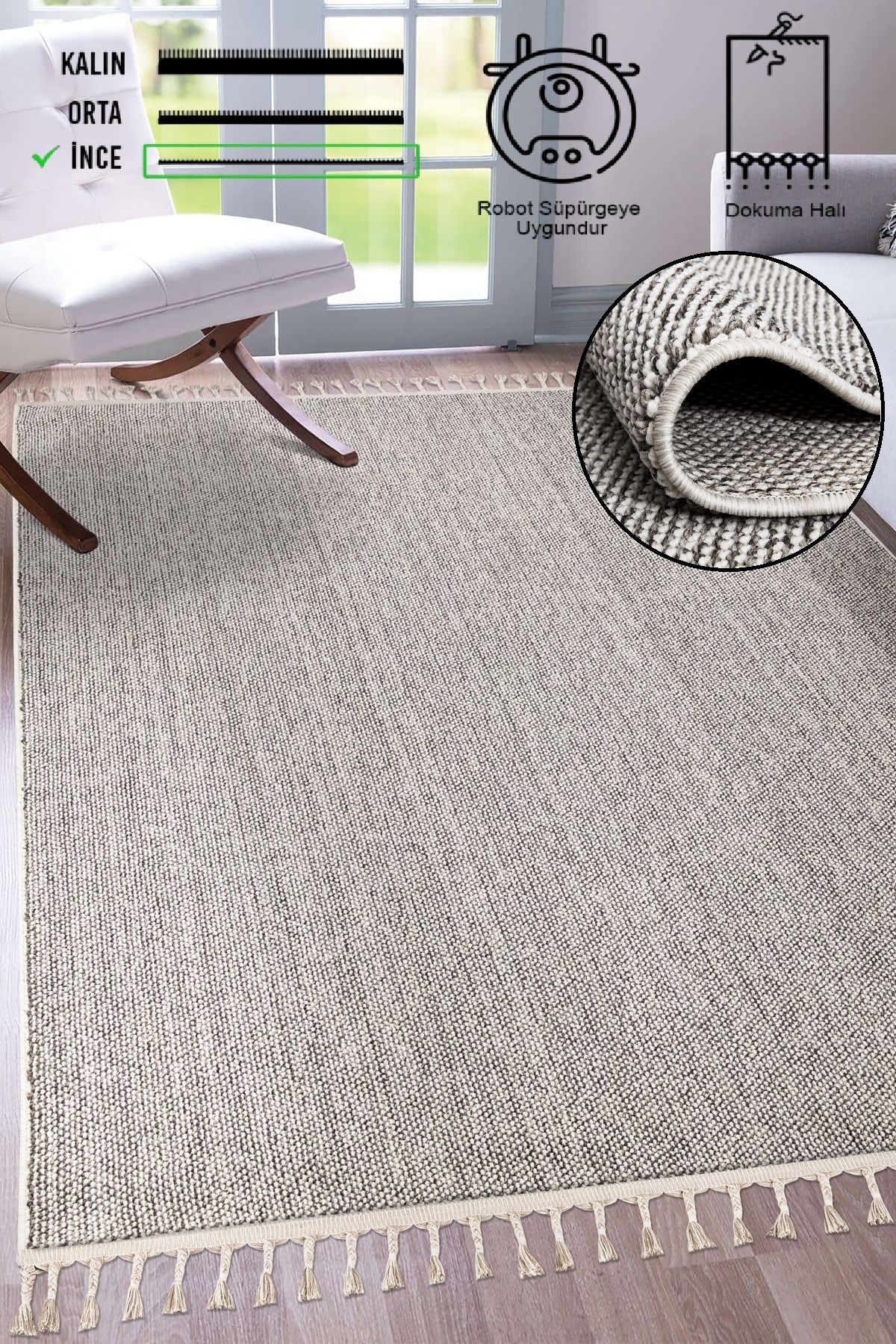 vinosahome Yumuşak Bukleli Gri Modern Halı Salon Oturma Odası Mutfak Çocuk Yatak Odası Yolluk Halısı Kilim
