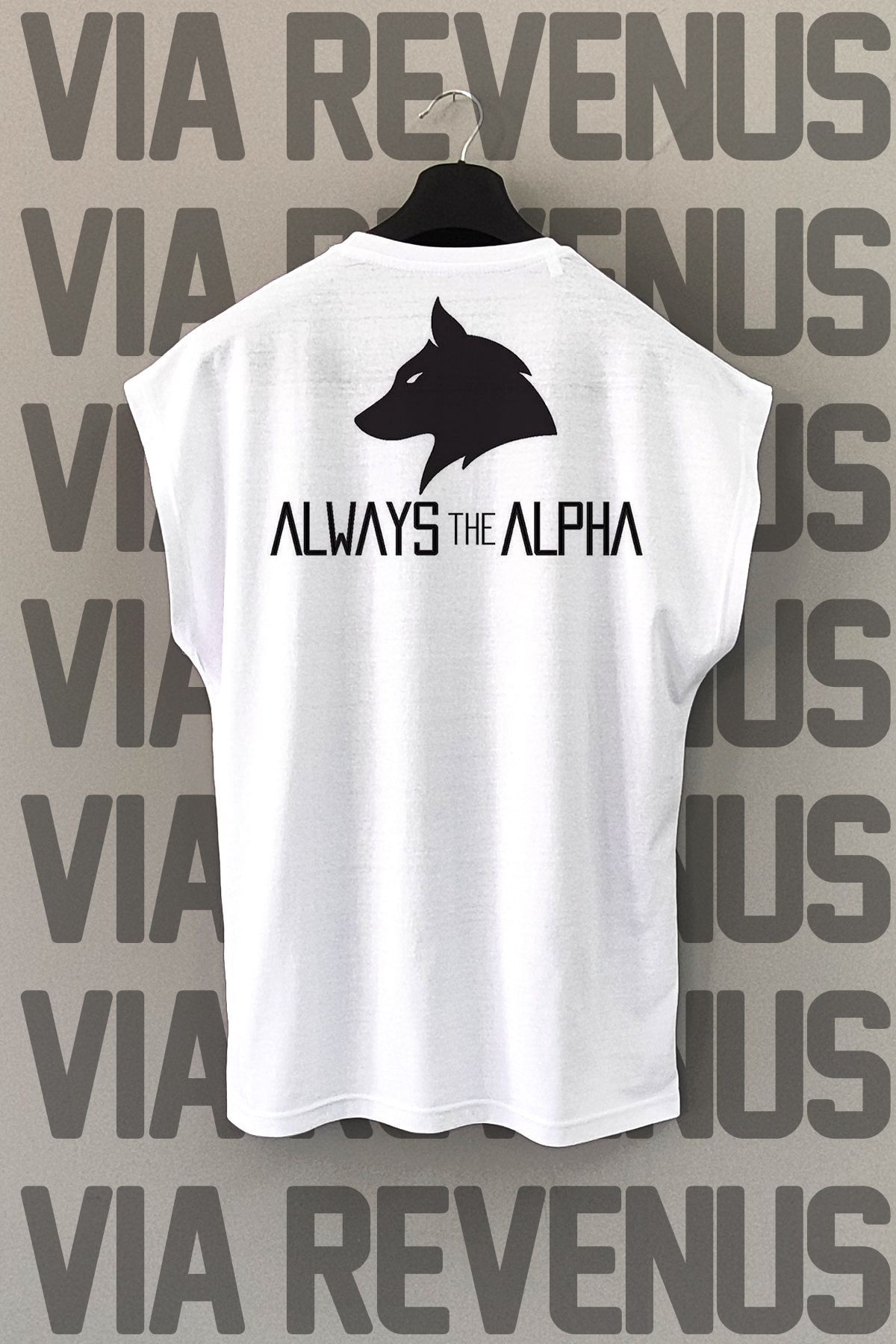 Vordevia Always the Alpha Yazı Sırt Baskılı Sıfır Kollu Bisiklet Yaka Spor Tshirt