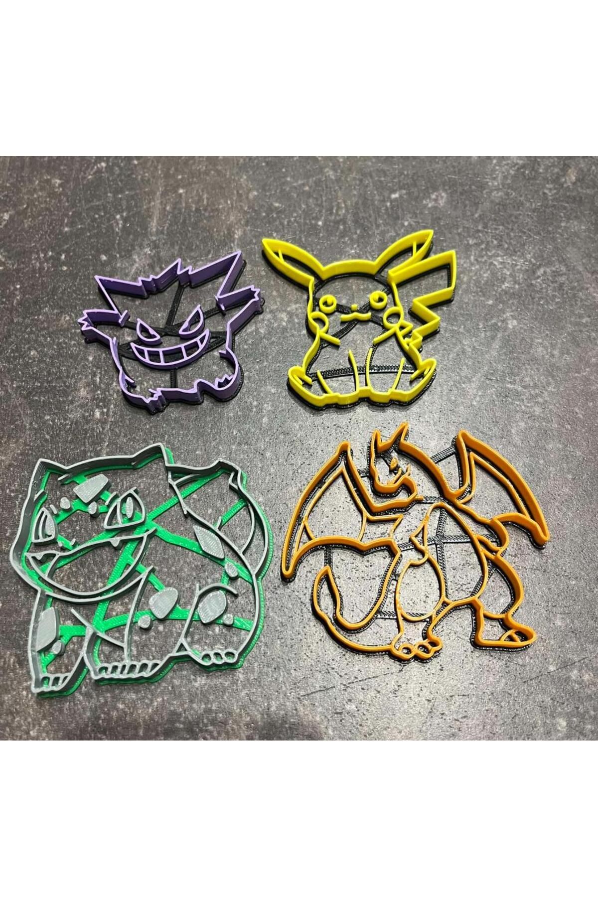 üç boyutlu haller 4'lü Pokemon Kurabiye Kalıbı