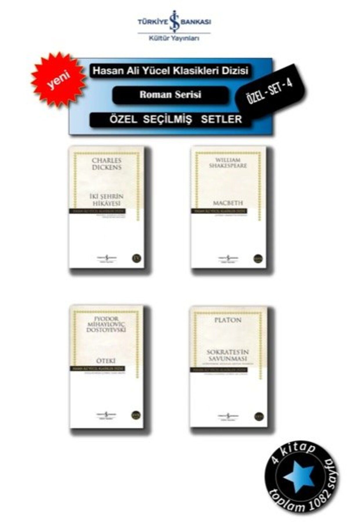 TÜRKİYE İŞ BANKASI KÜLTÜR YAYINLARI iki sehrin hikayesi + macbeth + oteki + sokratesin savunmasi=4 set