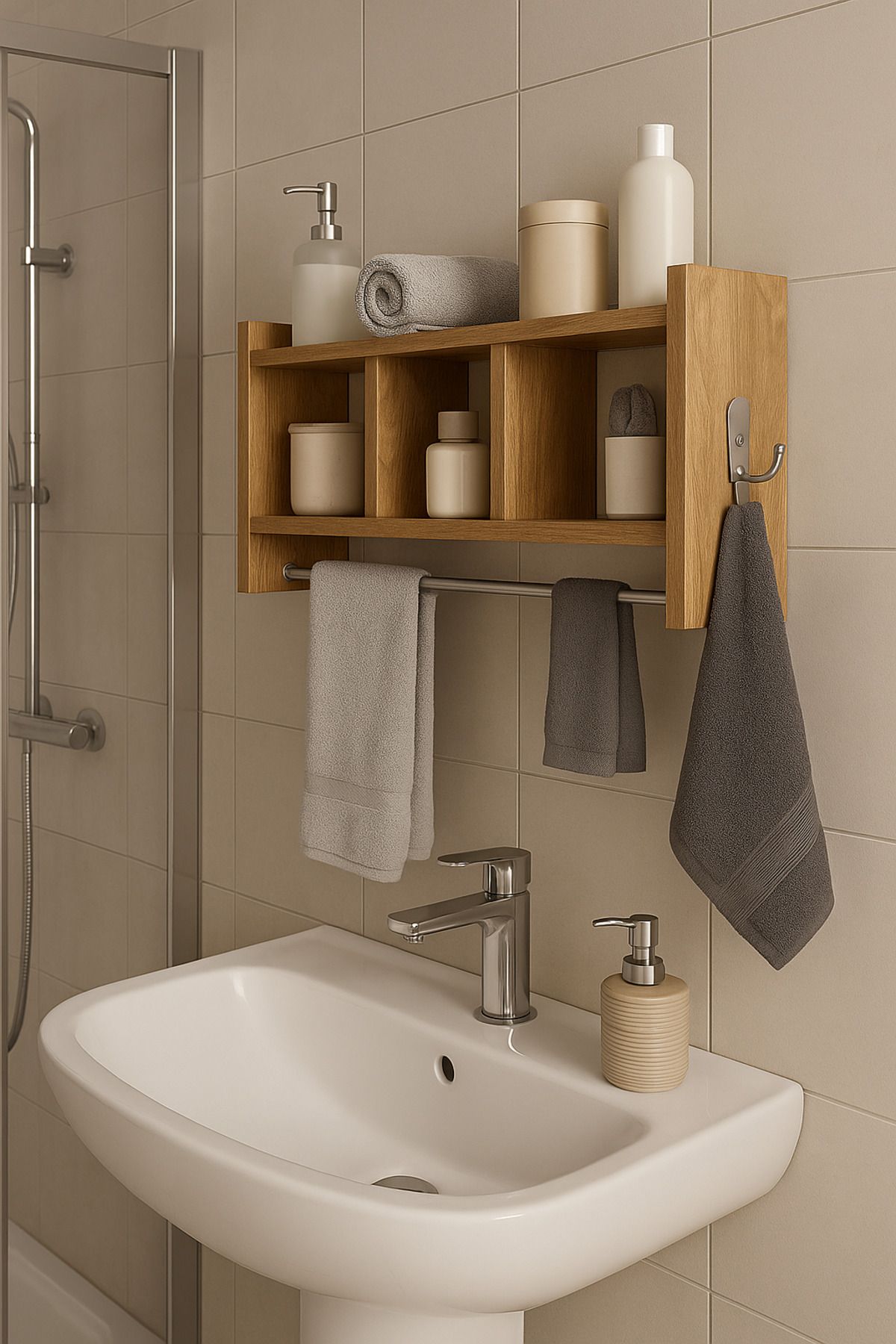 mokaparkavm Erguvan çok amaçlı banyo rafi fonksiyonel tasarım askılıklı düzenleyici