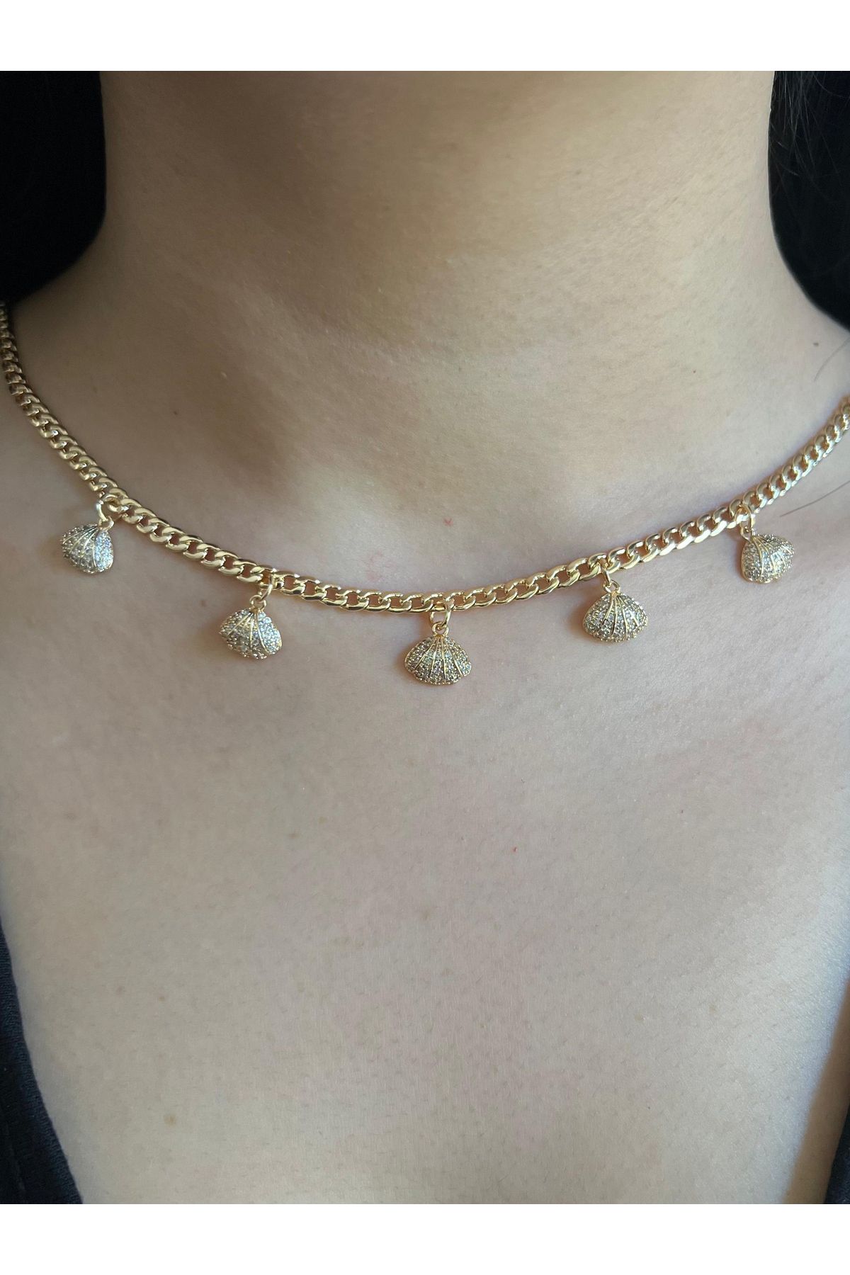 MODA Deniz Kabuğu Charmlı Rose Gold Kolye