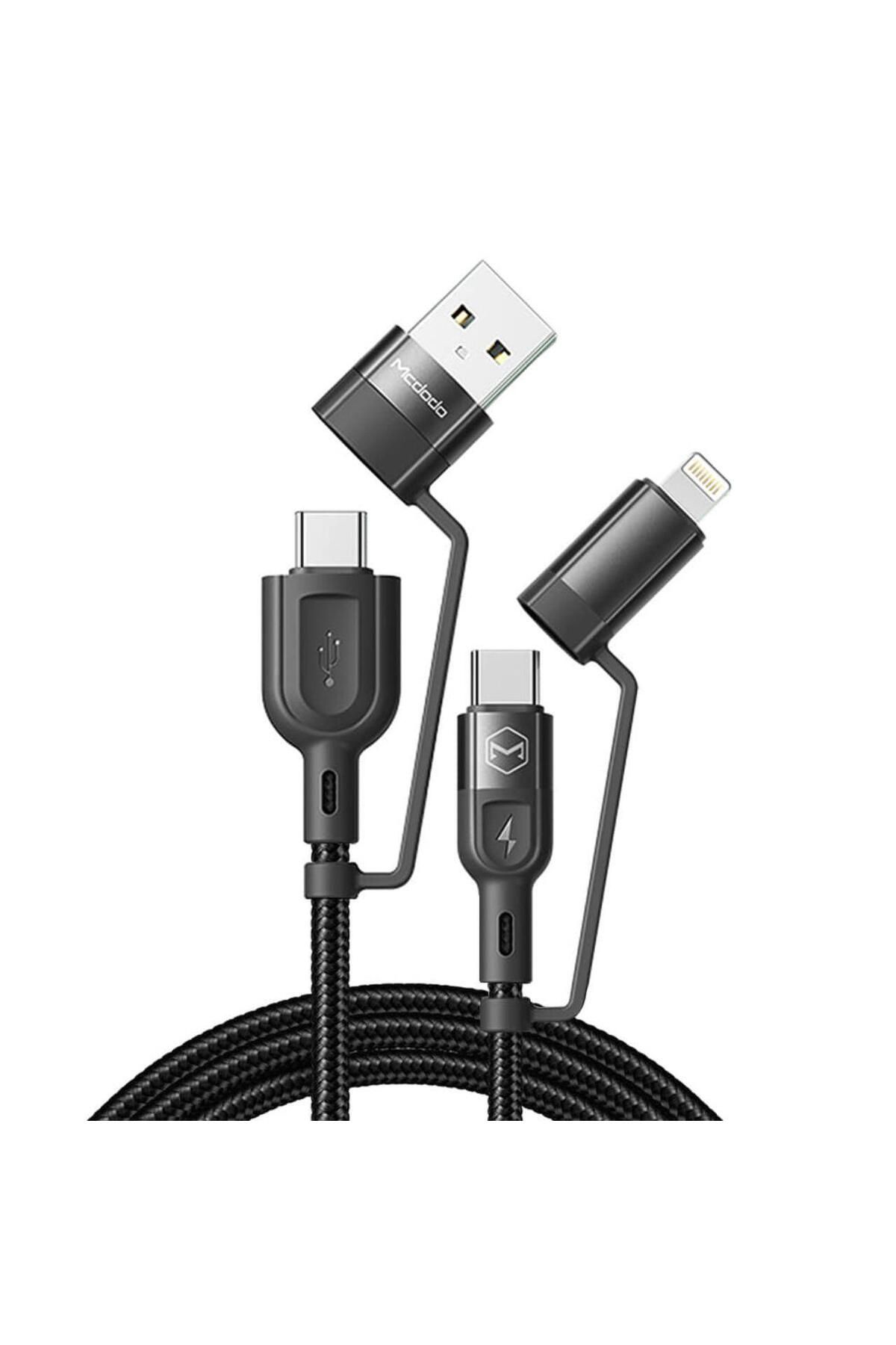 Mcdodo-Cable 4 in 1 USB-A/Type-C to Lightning/Type-C, PD Fast Charging, 60W, 1.2m, Black 2
