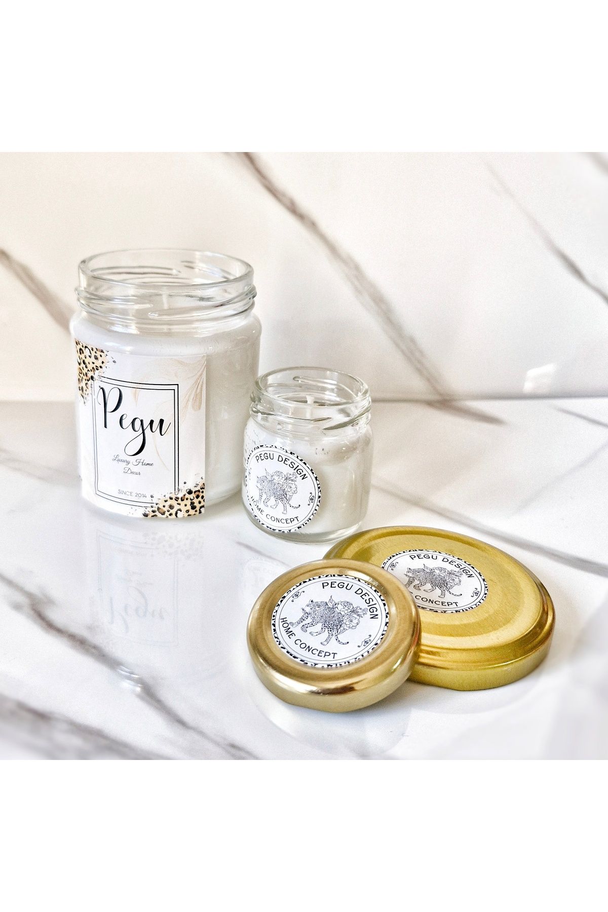 Pegubabycollection Lux Home 2 li Kavanoz Set %100 Doğal Soya wax Mum