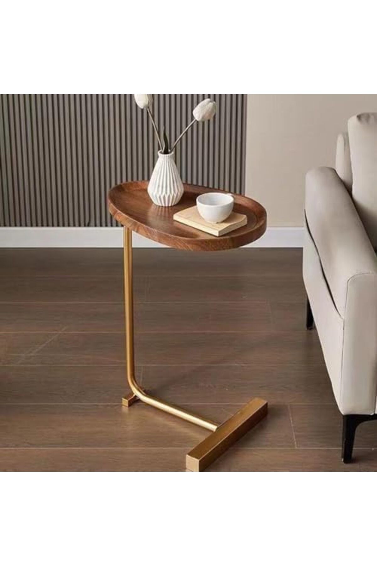 Generic-Oval c Side Table, C Shaped Side Table, Small Side Table, Couch Tables That Slide Under, 1