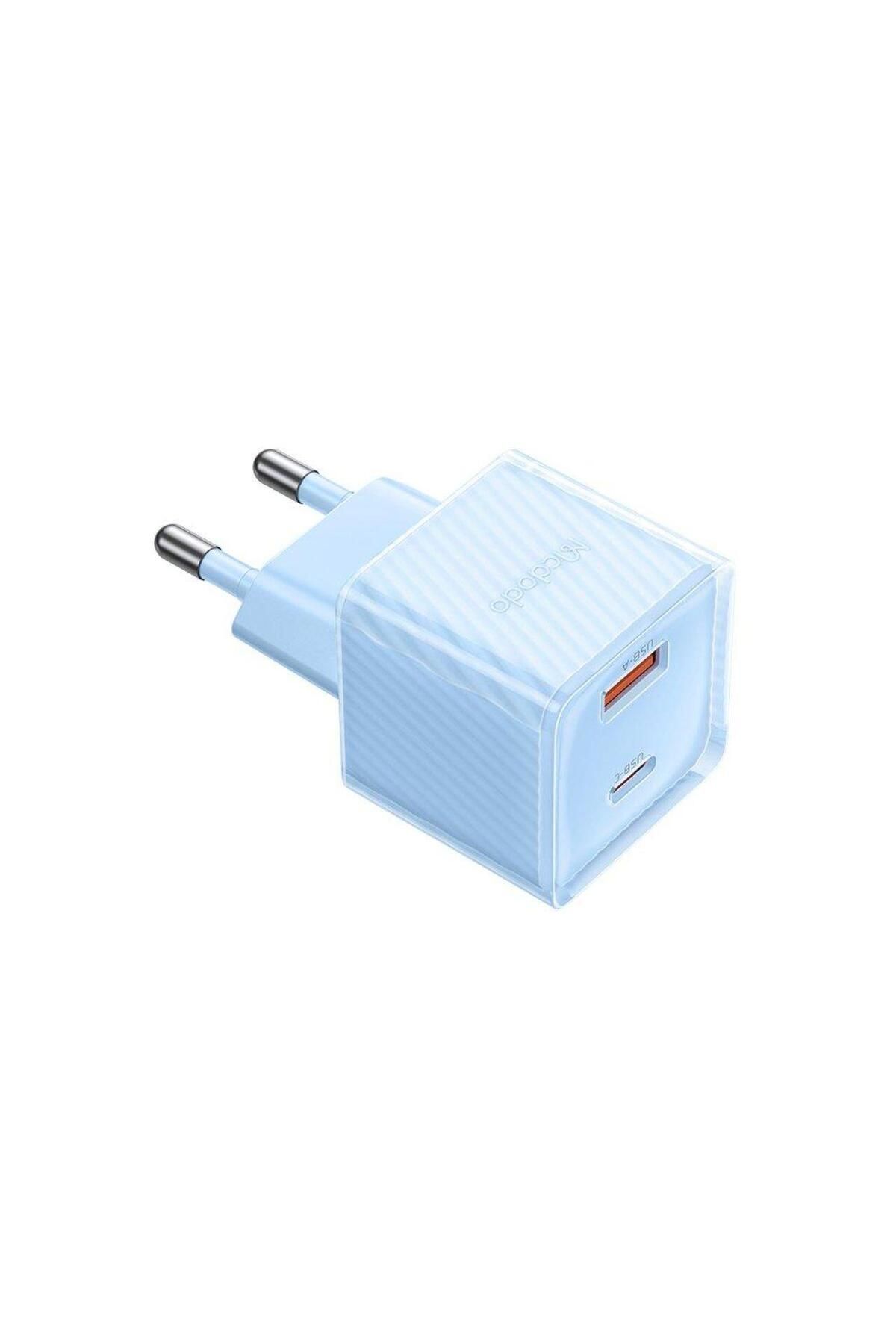 Mcdodo-Incarcator Retea Dual Port Type-c Si Usb-a Dichromatic, Fast Charging Pd 33w, Albastru 4