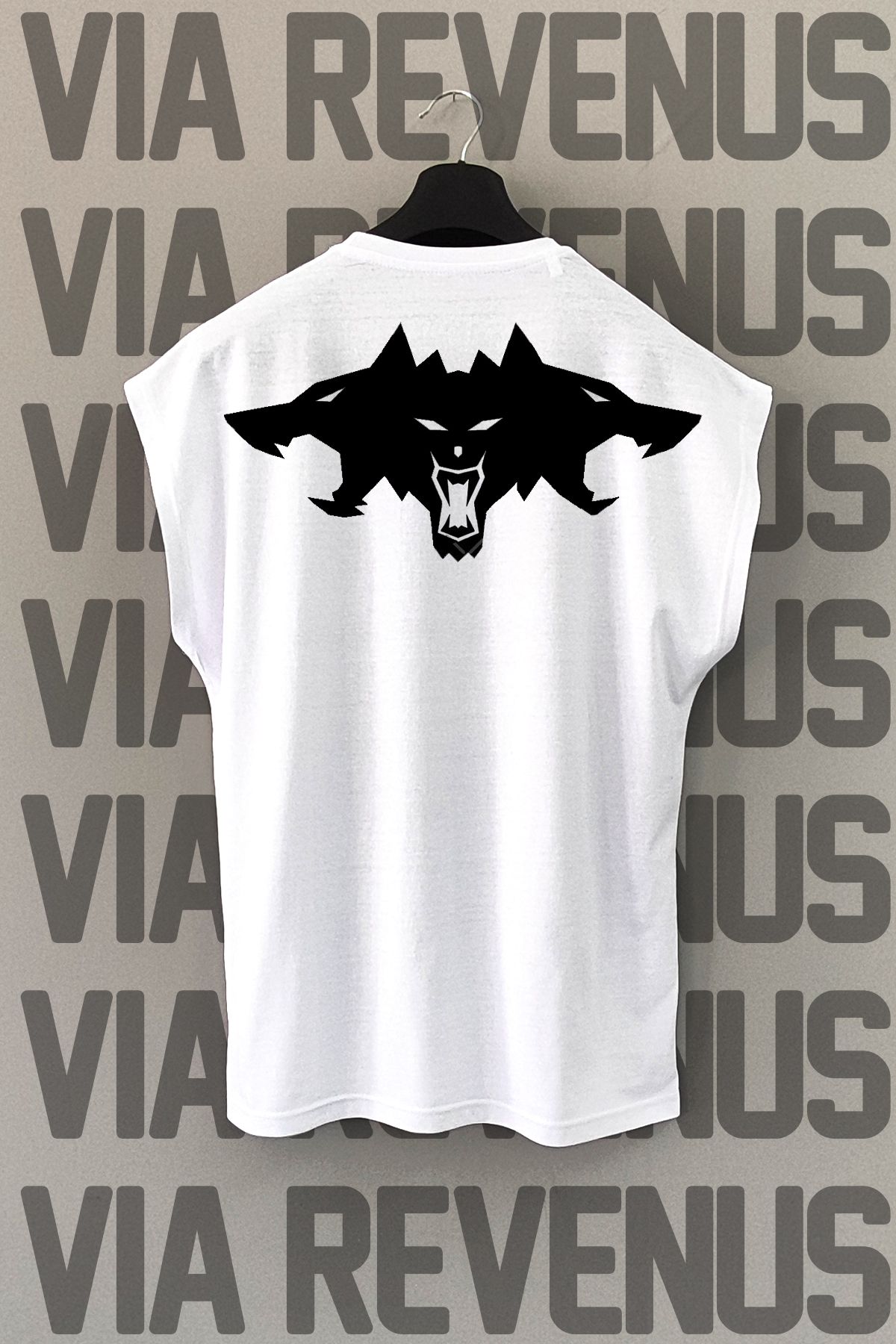Vordevia Kurt Sırt Baskılı Sıfır Kollu Bisiklet Yaka Spor Tshirt