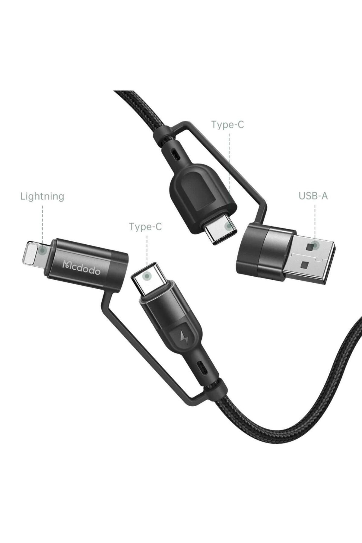 Mcdodo-Cable 4 in 1 USB-A/Type-C to Lightning/Type-C, PD Fast Charging, 60W, 1.2m, Black 3