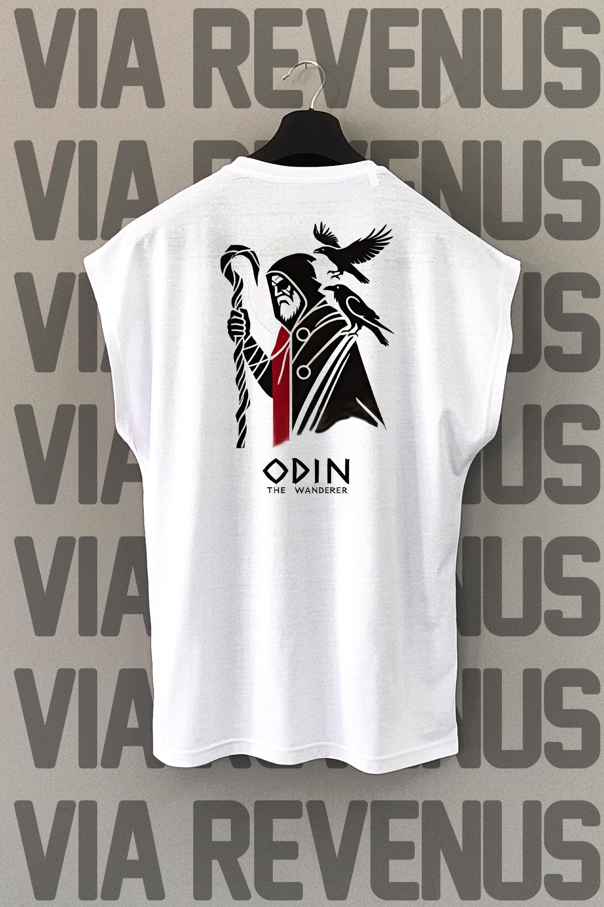 Vordevia Odin Sırt Baskılı Sıfır Kollu Bisiklet Yaka Spor Tshirt