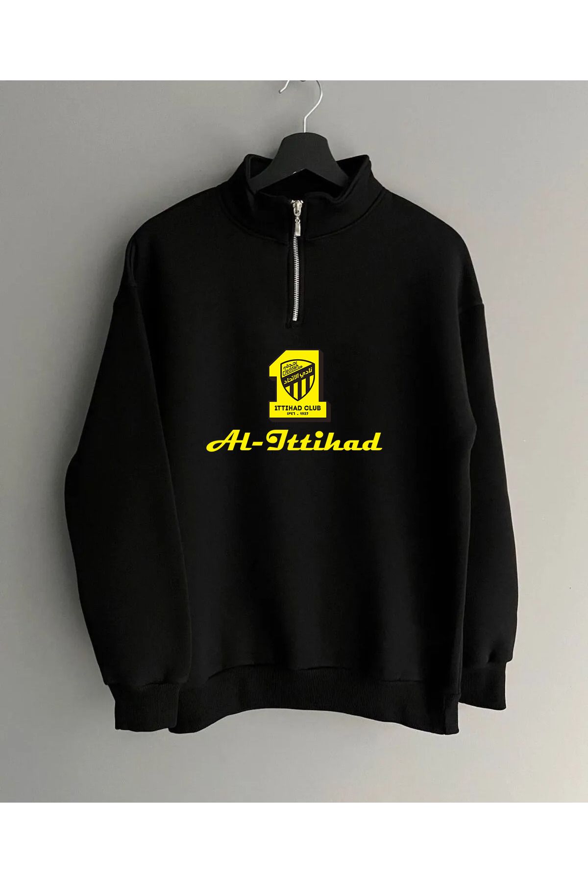 Pisa Art Al-İttihad Ön Orta Yazılı Yarım Fermuarlı Sweatshirt