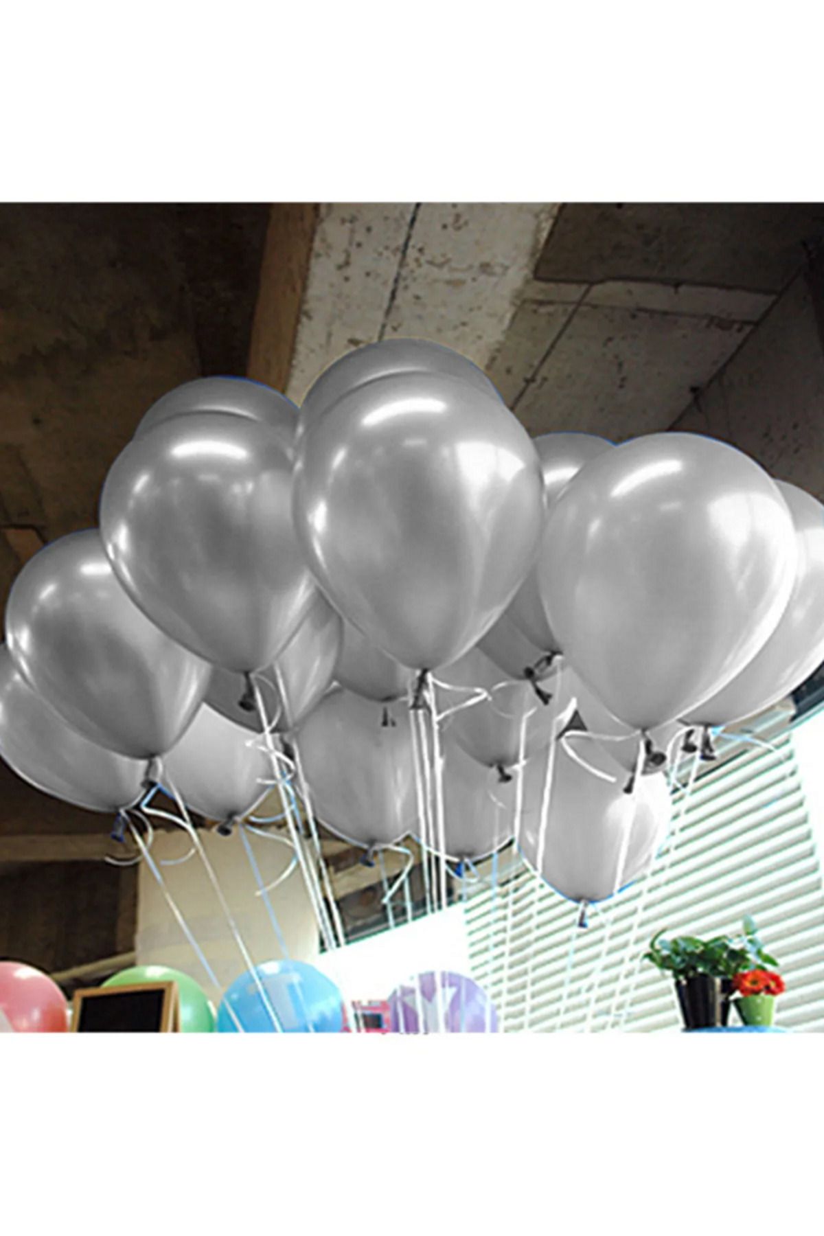 Parti Zamanı 12 inch 30 cm Balon 10 Adet Metalik Gümüş