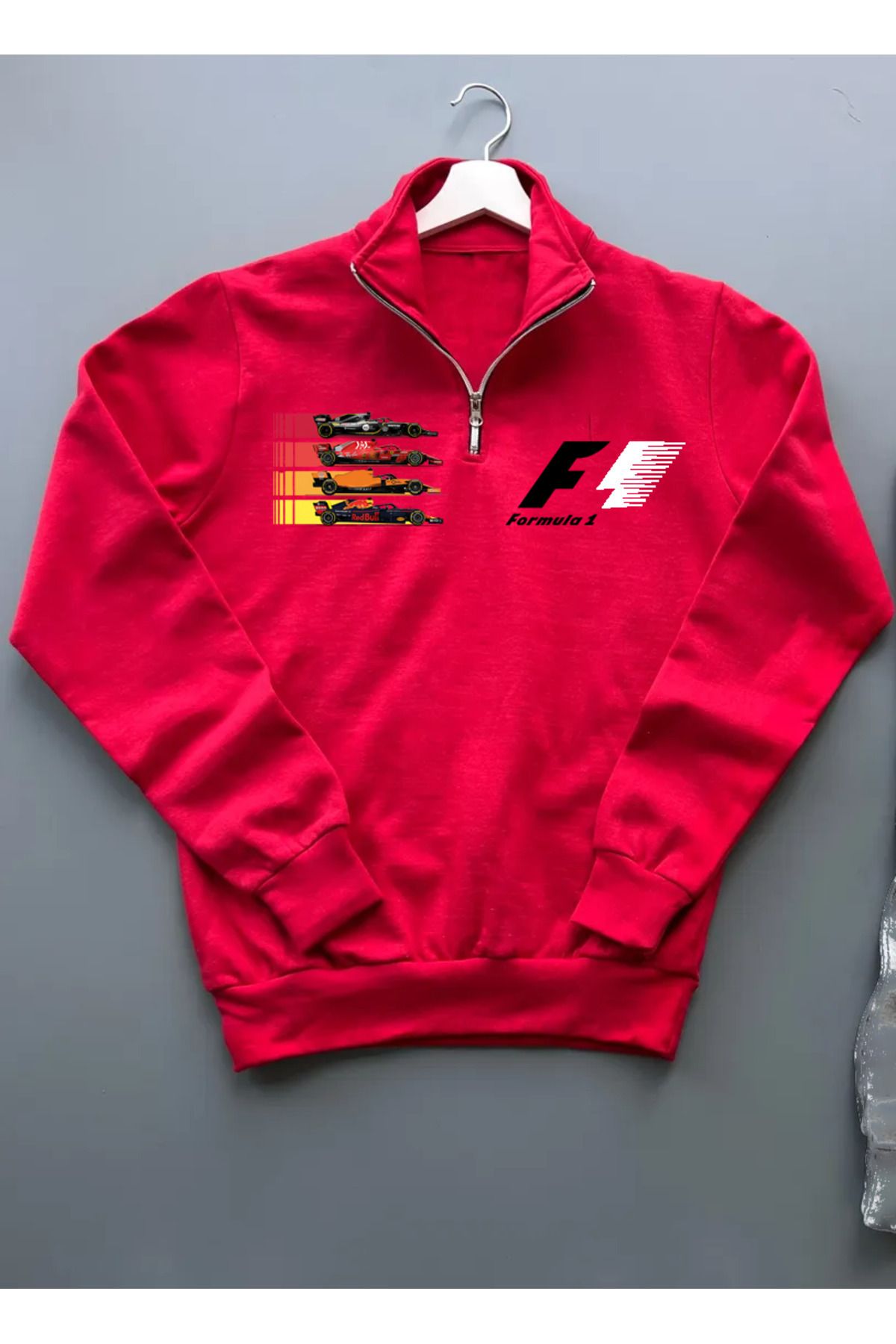 Pisa Art TAKIM ARABALARI FORMULA 1 F1 ÖZEL TASARIM %100 PAMUK YARIM FERMUARLI SWEATSHİRT