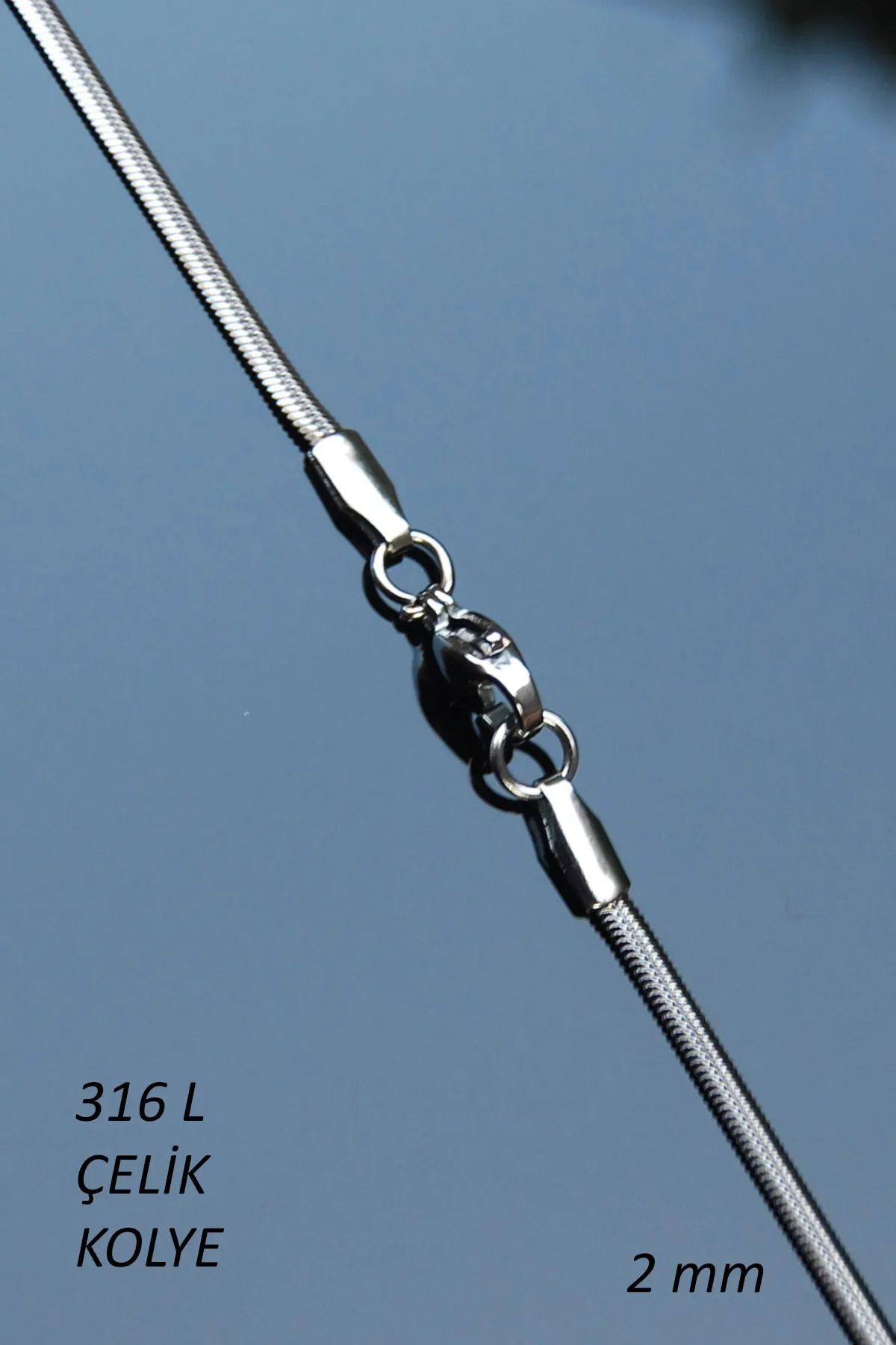 Rua Jewelry-Steel Italian Flat Snake Necklace 2 mm Silver Color |   Non-Tarnish, Unisex, 60 Cm, 2 Years Warranty 4
