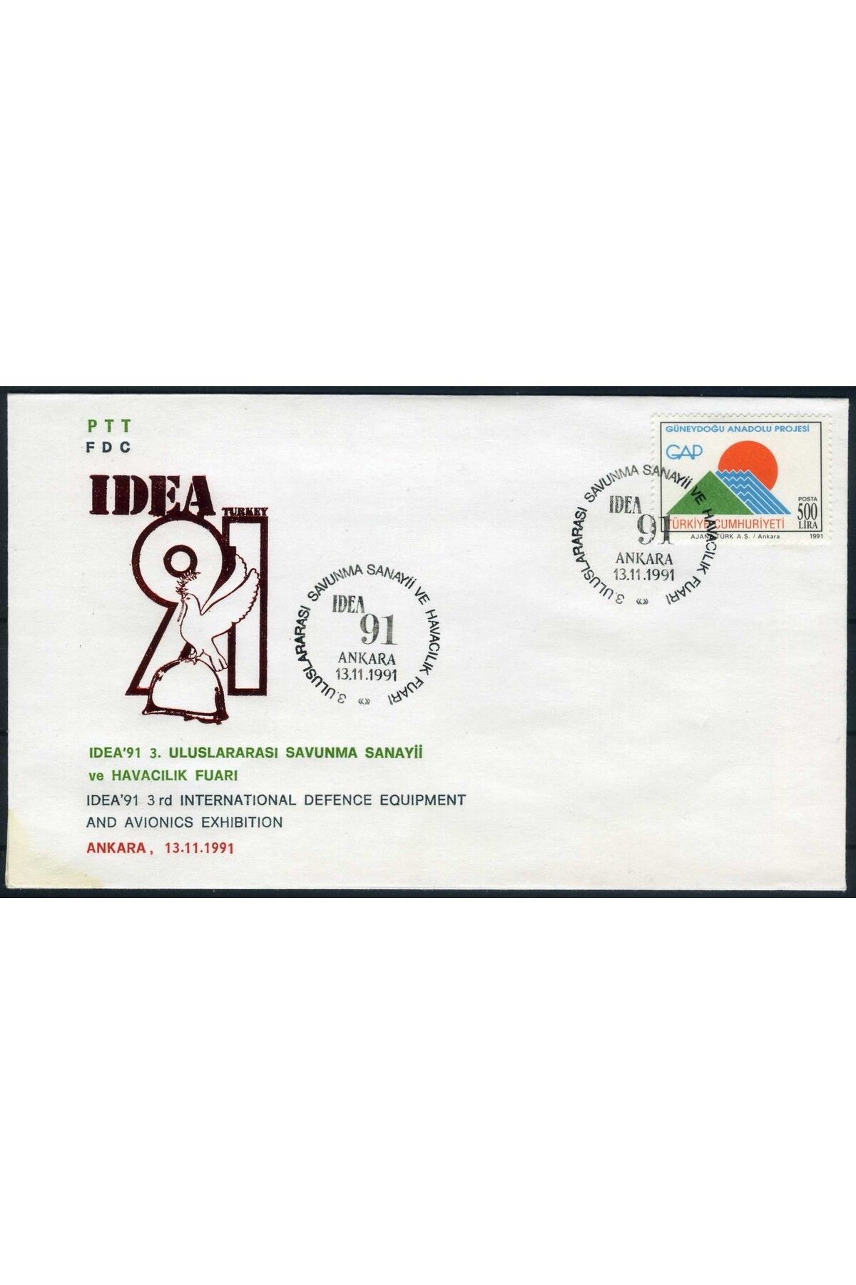 Jupiter Stamps Koleksiyon Pulları,SAVUNMA SANAYİİ Fuarı Pullu Özel Damgalı Zarf,Konsept Hediyelik,Hobi,ASB-55018643