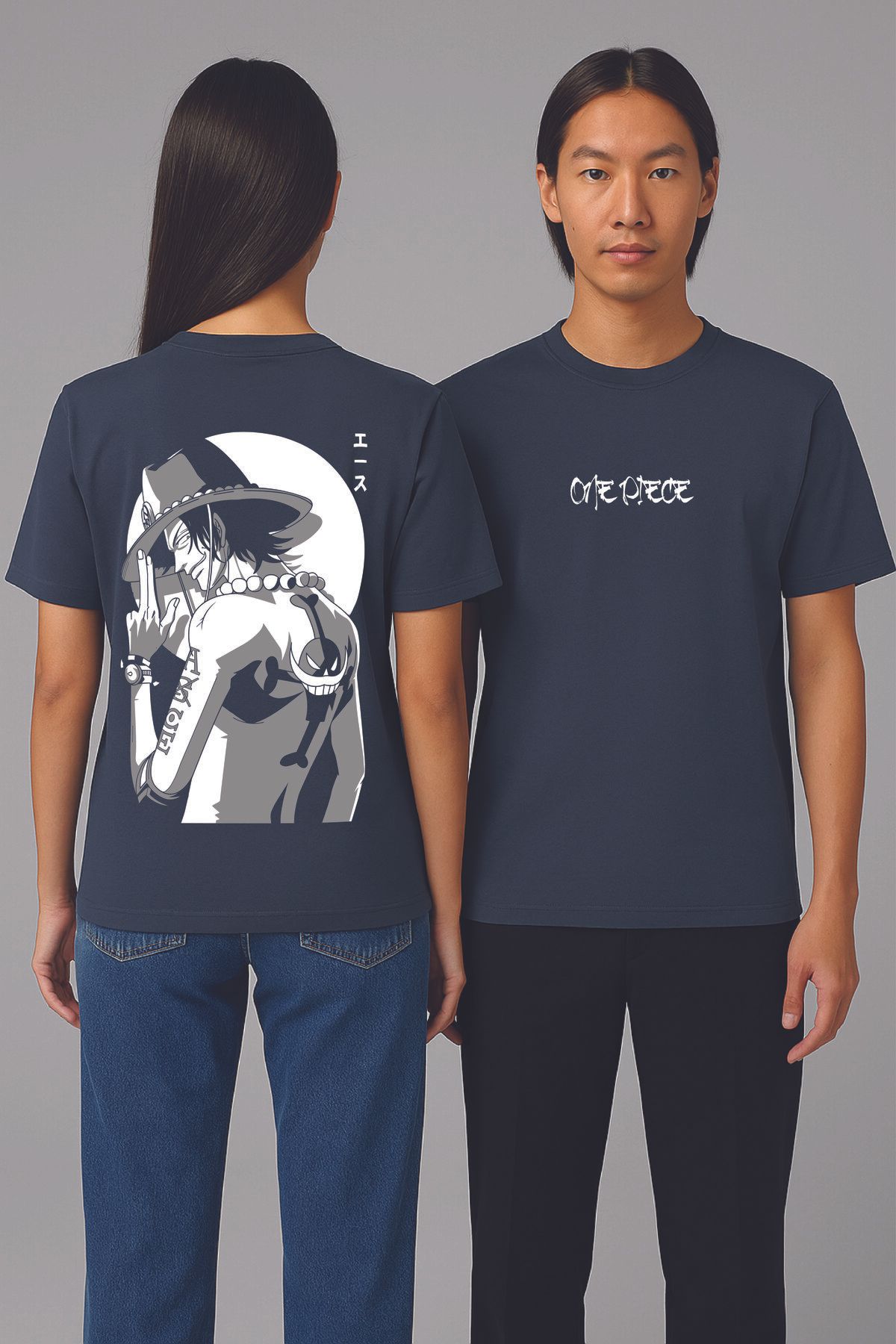 By Caspita Fashion Lenithra One Piece Luffy Anime Sırt Baskılı Unisex Oversize Füme T-shirt