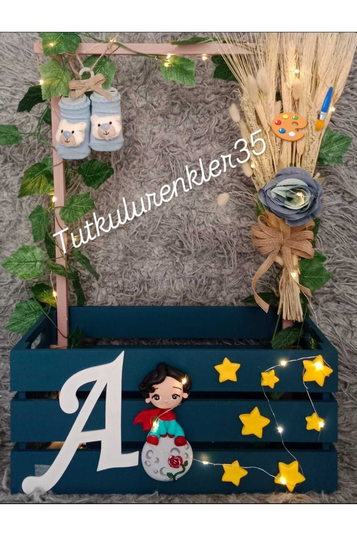 Tutkulu renkler 40 uçurma sepeti/ kırk uçurma sepeti/babyshower/bebek hediye sepeti/40*26*19*60 ledli mdf büyük boy