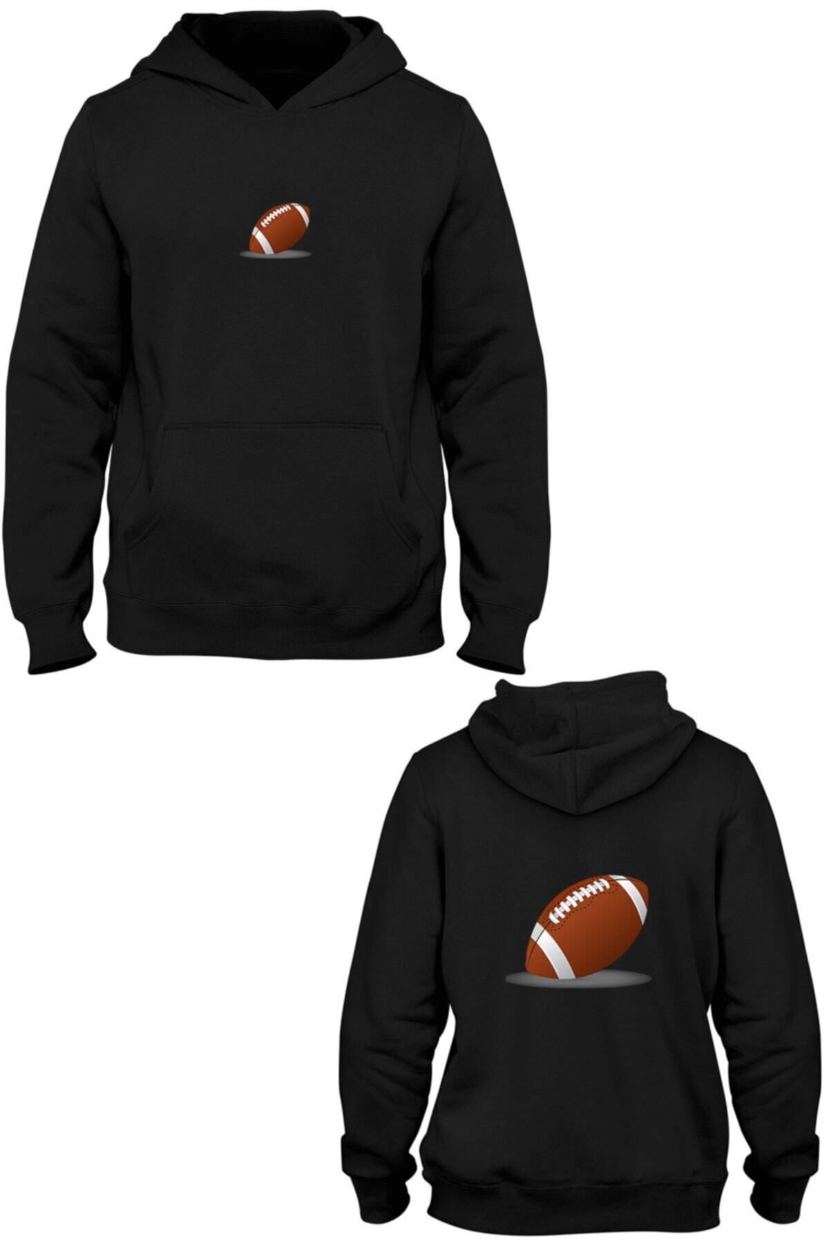 Pisa Art Amerikan Futbolu Topu Ön Arka Baskılı Kanguru Cepli Kapşonlu Sweatshirt Bll1207