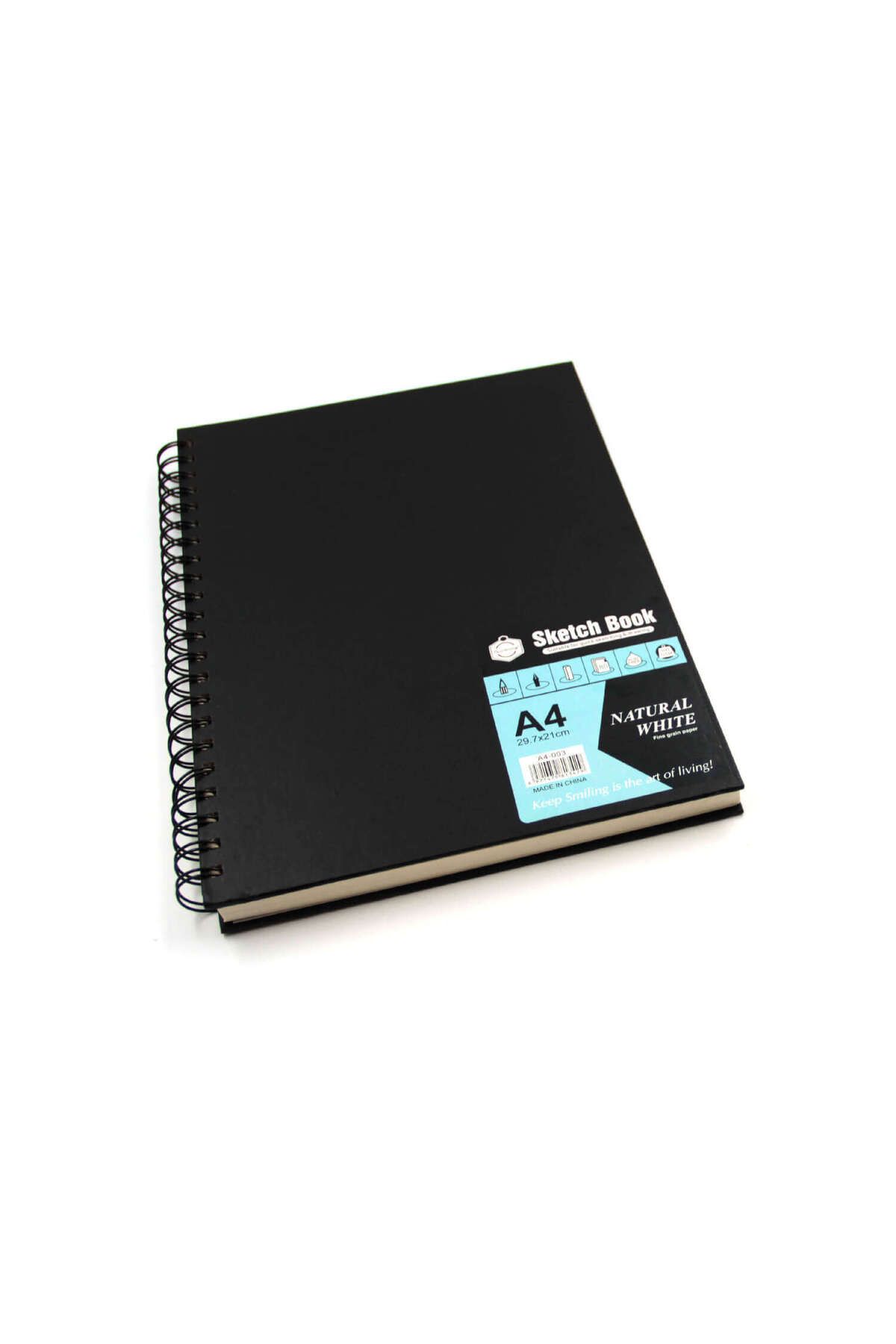 Keep Smiling Spiralli Eskiz Sketch Defteri Sert Kapak A4 100 g 80 Yaprak Kuru Kalem
