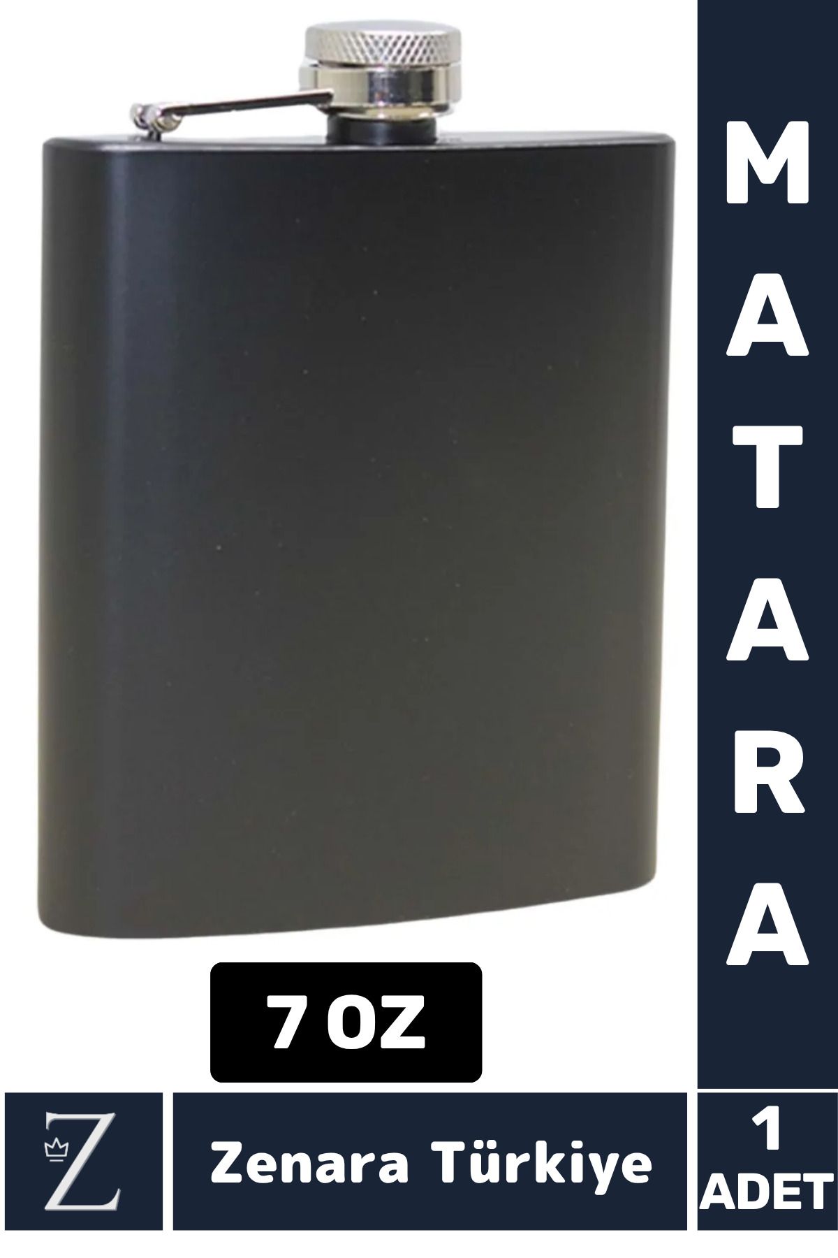 Zenara Yüksek Kaliteli Dekoratif Hediye Kamp Piknik Yürüyüş Plaj Outdoor Alkol Konyak Özel Seri Matara 7 OZ