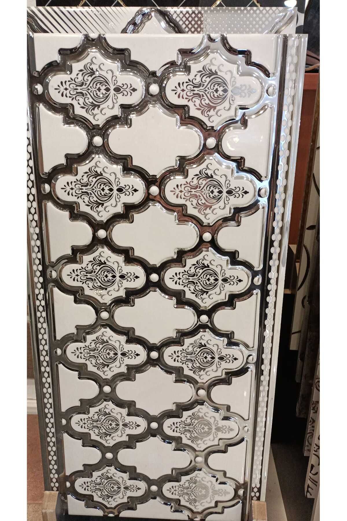 unidecor 30x60cm Gümüş İşlemeli Tezgah Arası Seramik Dekordscv