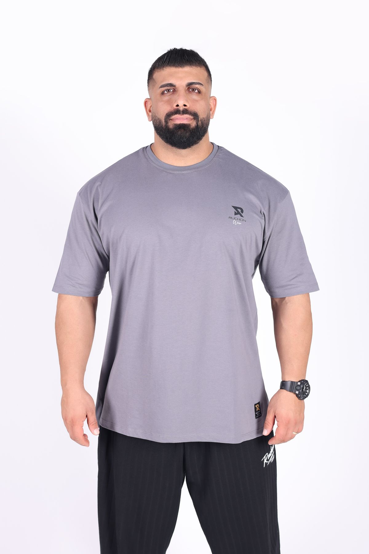 RUCHON NUTRITION Fitsize Designed In USA Erkek Tişört Dar Kesim Spor Giyim Antrenman İçin
