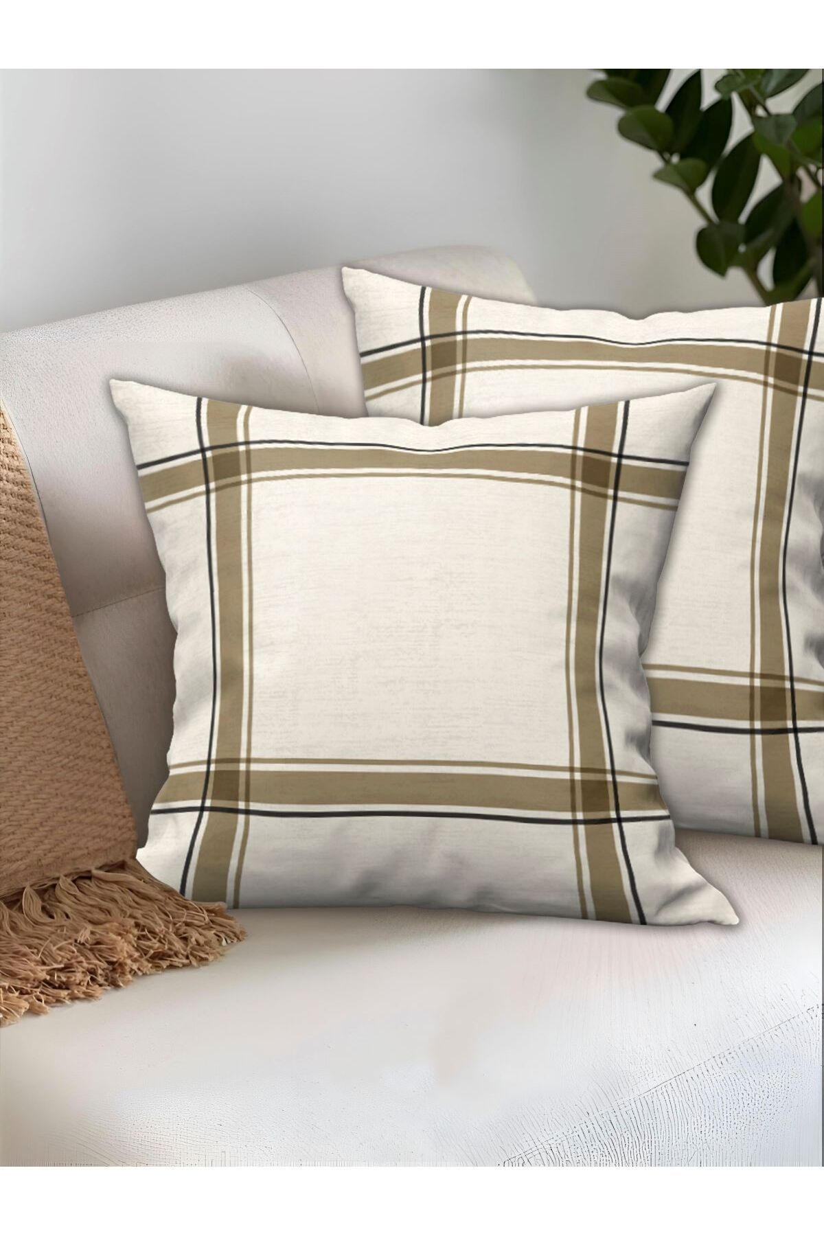 Ardizayn Kadife Kumaş 2'li Kırlent Kılıfı 43x43 cm- Çift Taraflı Baskı